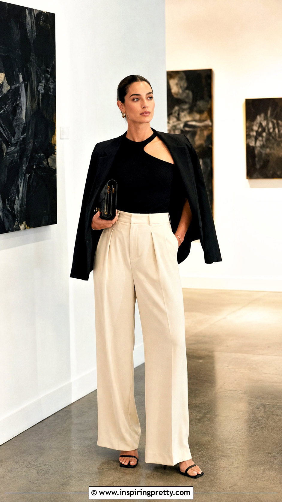 Zara Cutout Top With Loose Trousers - 50 zara top outfit ideas
