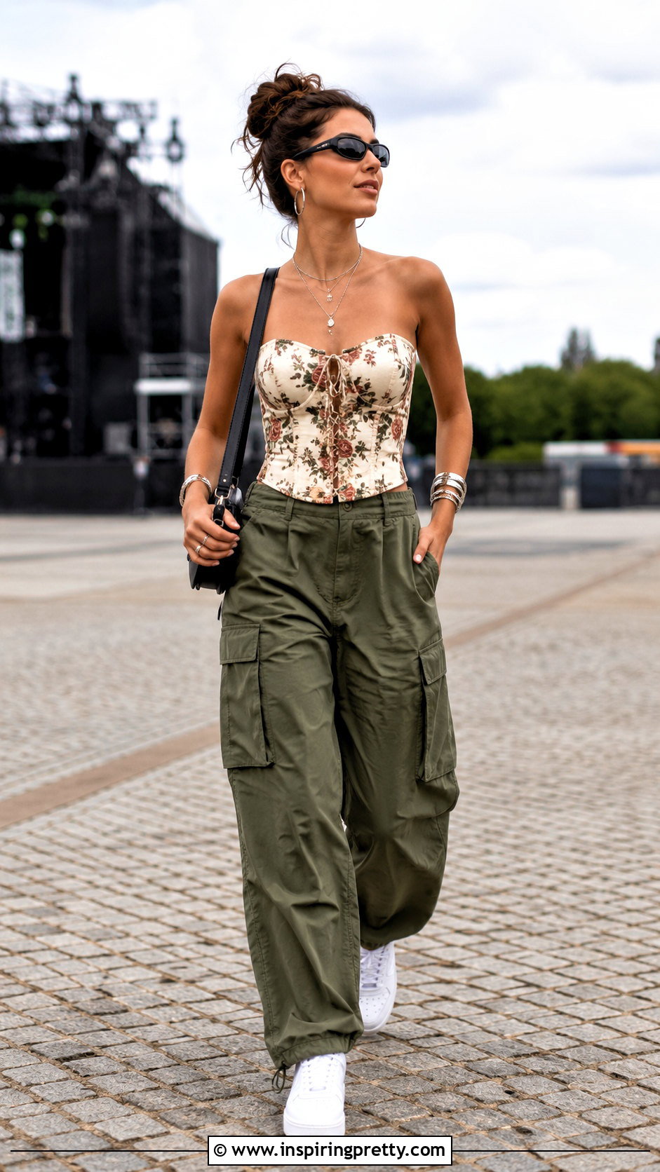 Zara Floral Corset Top With Cargo Pants - 25 zara floral corset top outfit ideas