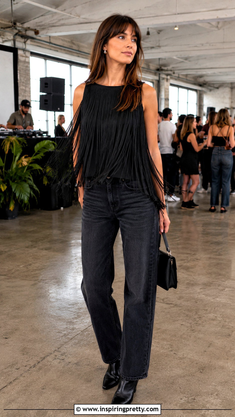 Zara Fringed Top With Straight Jeans - 50 zara top outfit ideas