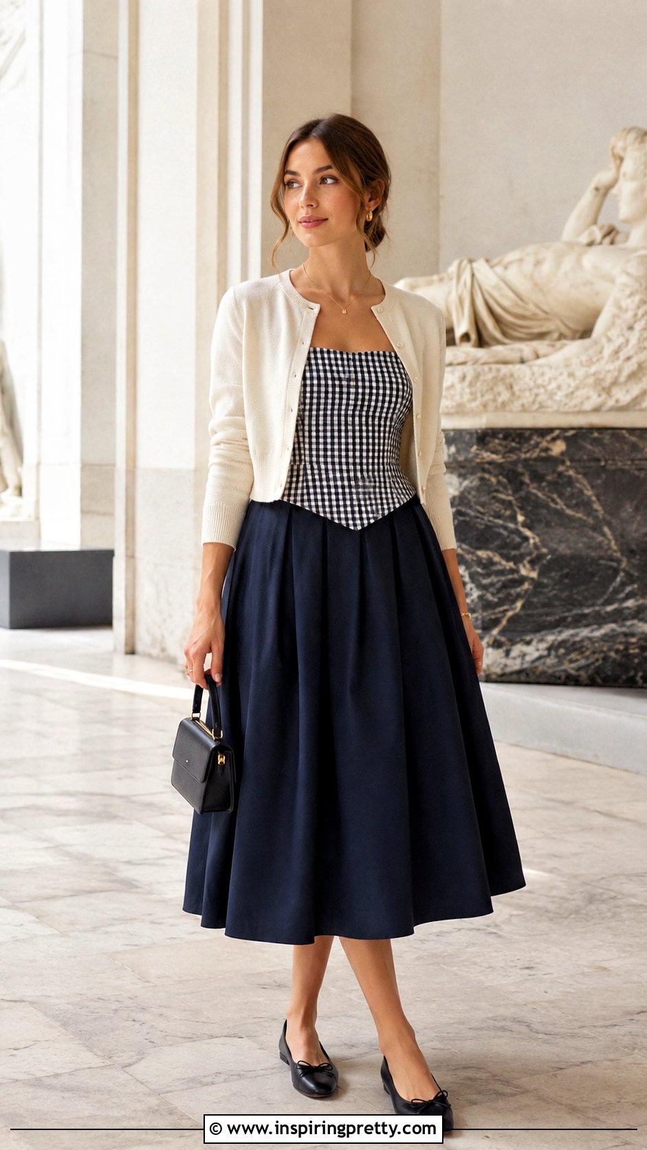 Zara Gingham Corset Top With Cardigan And Midi Skirt - 20 Zara Gingham Corset Top outfit ideas