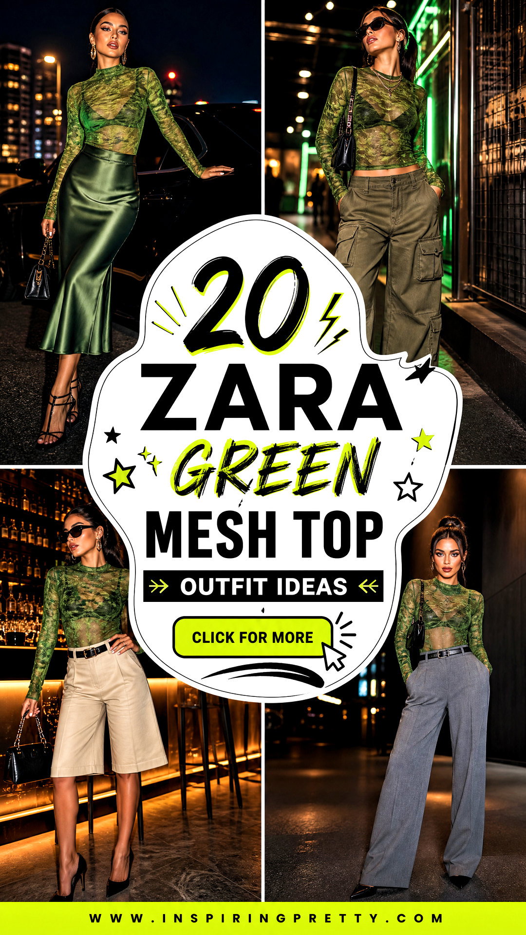 20 Zara Green Mesh Top Outfit Ideas for Bold Night-Out Style - 20 Zara Green Mesh Top Outfit Ideas for Bold Night-Out Style