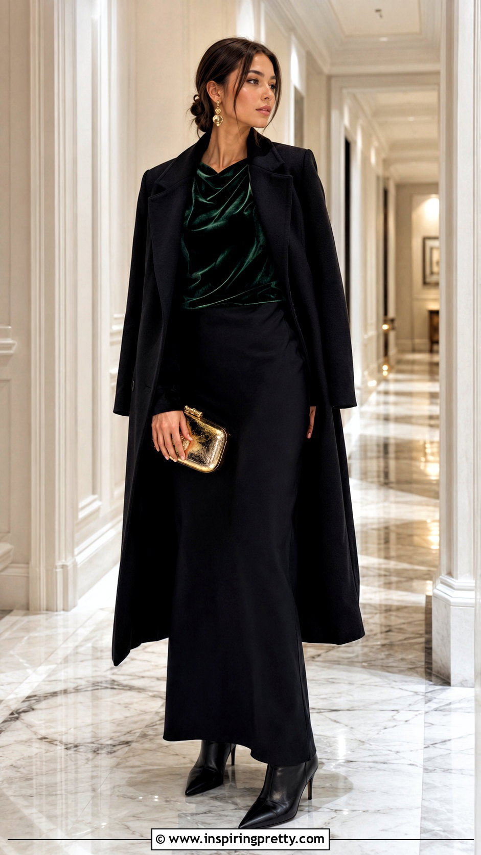 Zara Green Velvet Top With Black Maxi Skirt - 20 zara green velvet top outfit ideas