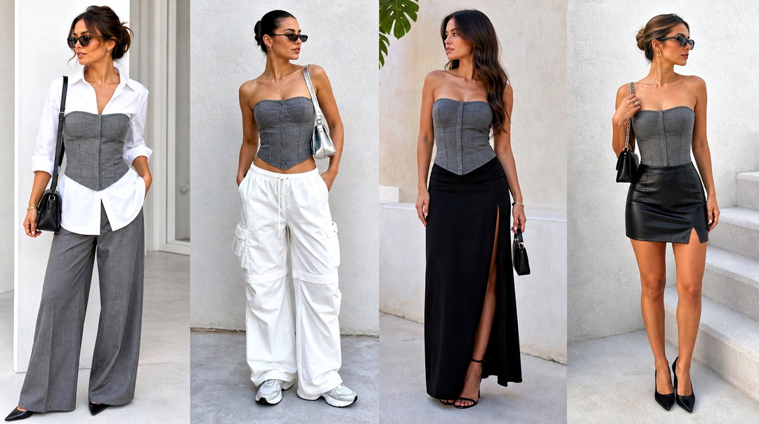 20 Zara Grey Corset Top Outfit Ideas for Sleek Party Style