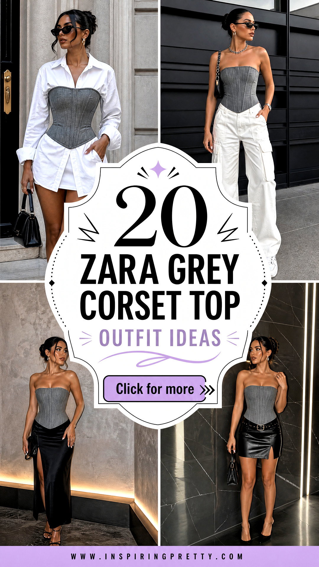 20 Zara Grey Corset Top Outfit Ideas for Sleek Party Style - 20 Zara Grey Corset Top Outfit Ideas for Sleek Party Style
