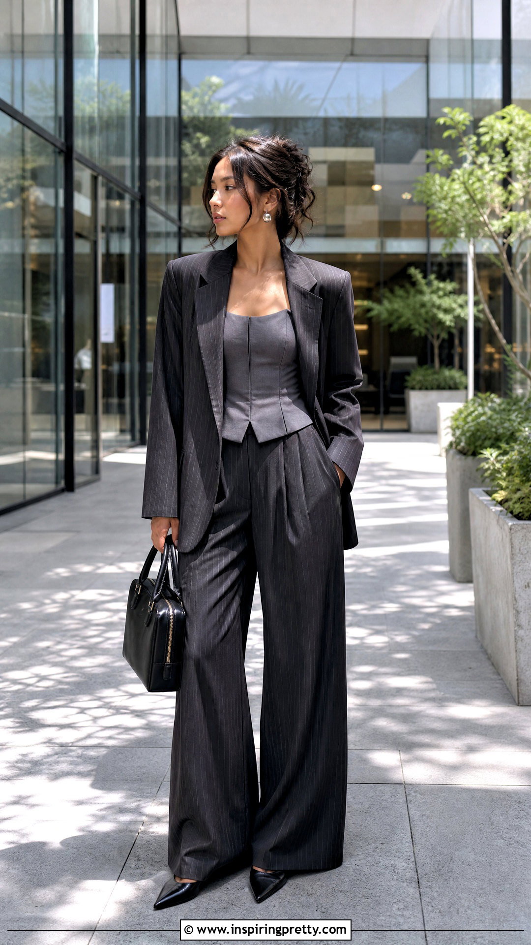 Zara Grey Corset Top With Pinstripe Trousers - 20 Zara Grey Corset Top outfit ideas