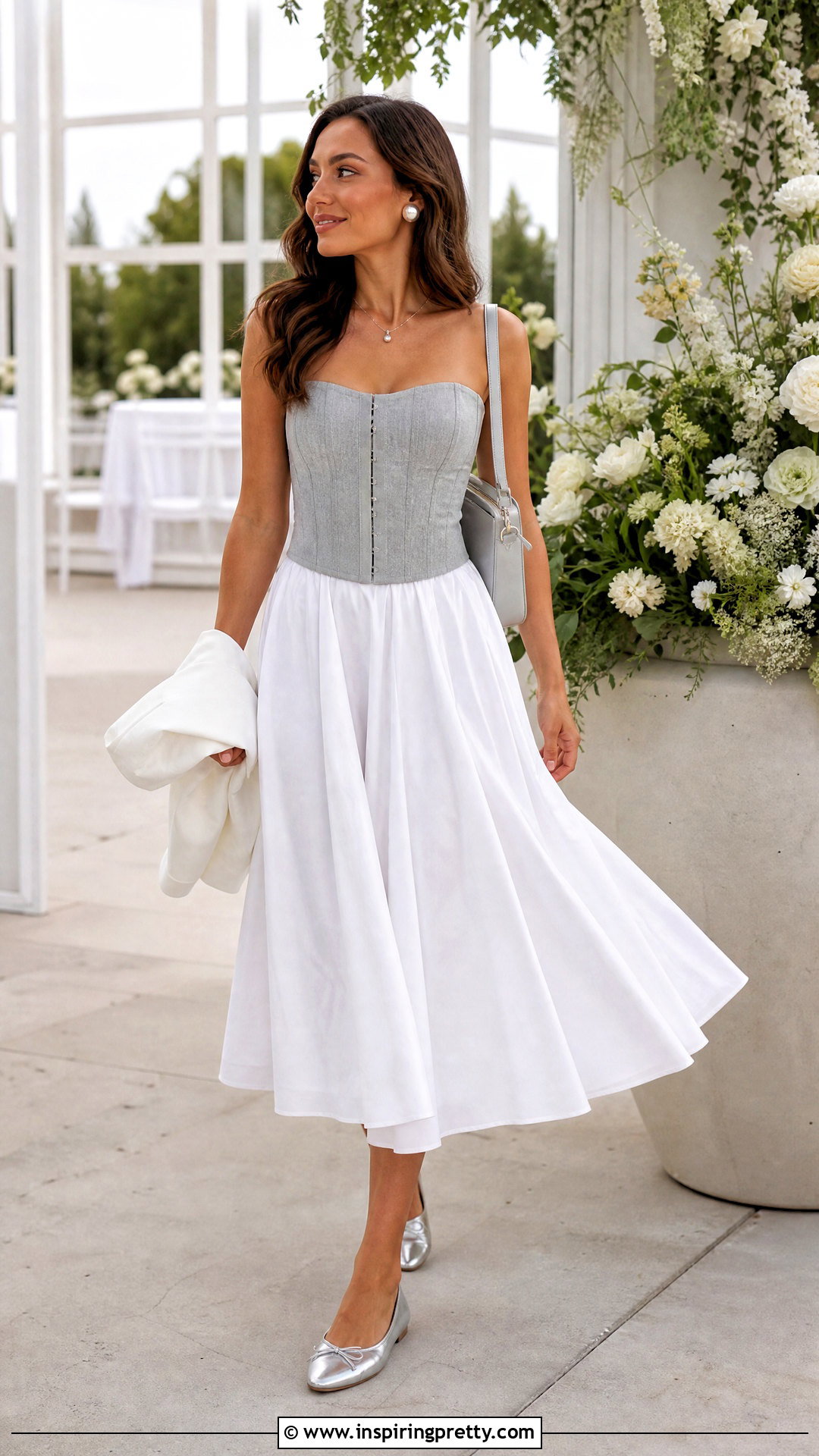Zara Grey Corset Top With White A Line Skirt - 20 Zara Grey Corset Top outfit ideas