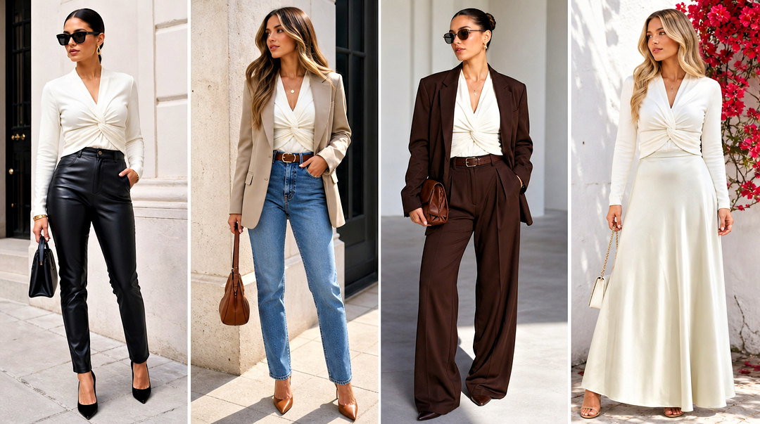 20 Zara Knotted Crepe Top Outfit Ideas for Polished Style