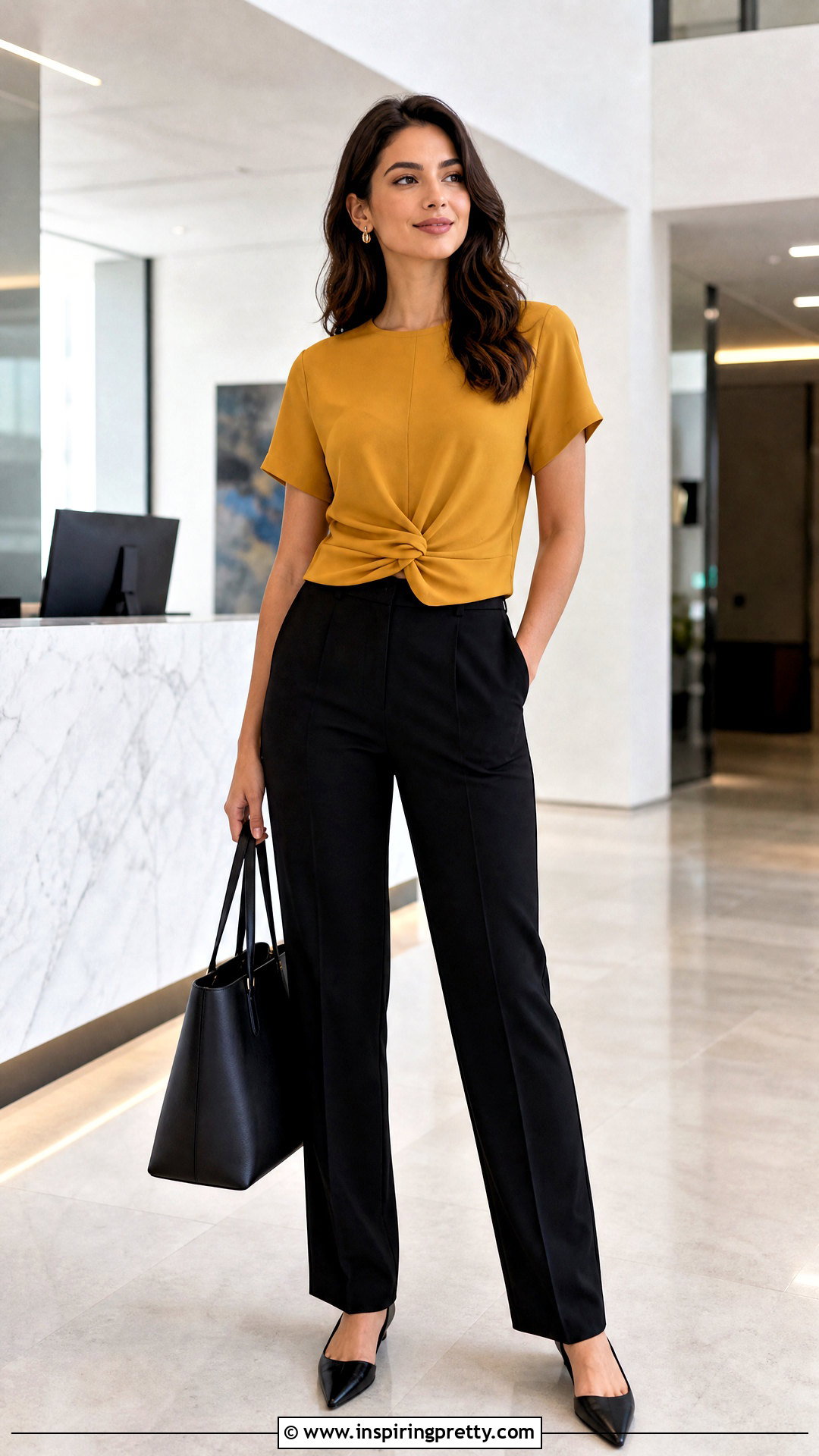 Zara Knotted Crepe Top With Black Tailored Pants - 20 Zara Knotted Crepe Top outfit ideas