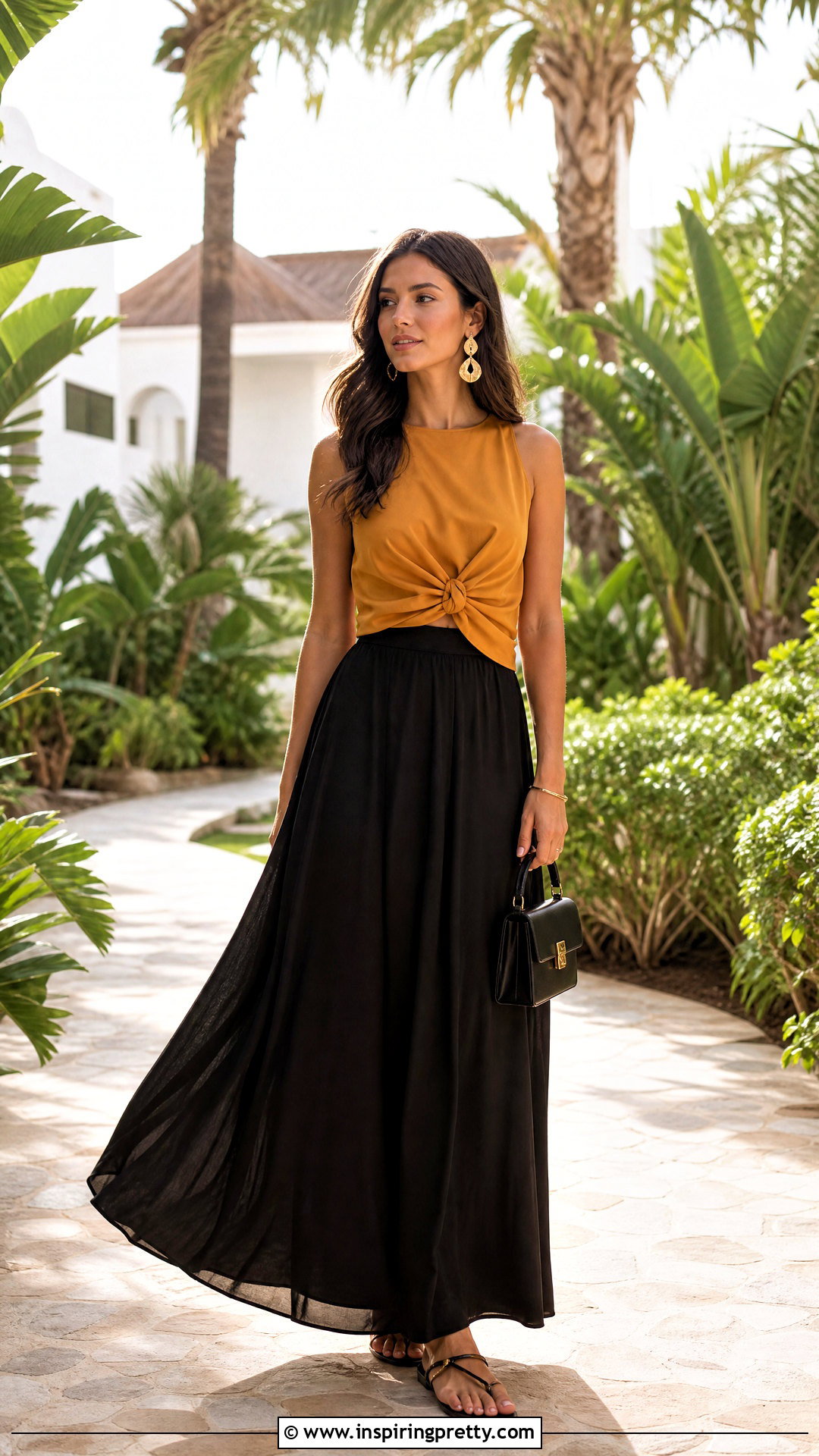 Zara Knotted Crepe Top With Maxi Skirt - 20 Zara Knotted Crepe Top outfit ideas