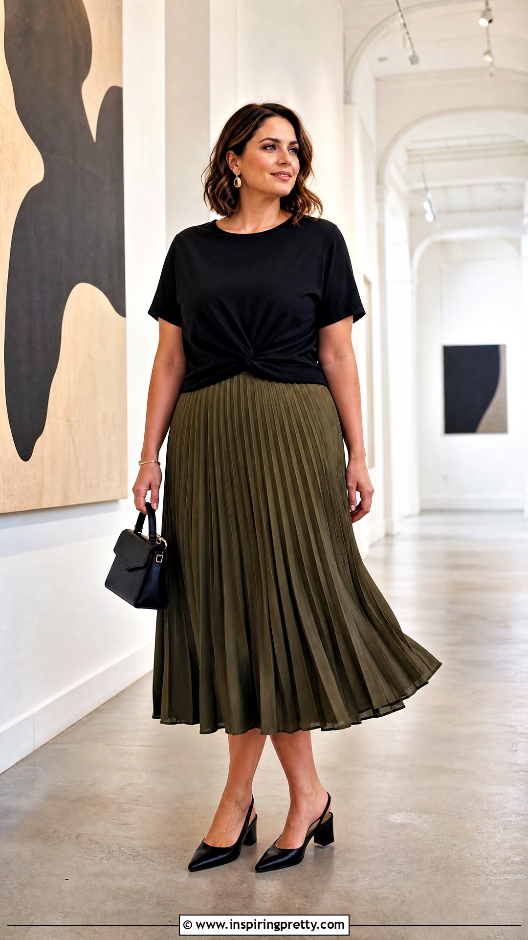 Zara Knotted Crepe Top With Pleated Midi Skirt - 20 Zara Knotted Crepe Top outfit ideas