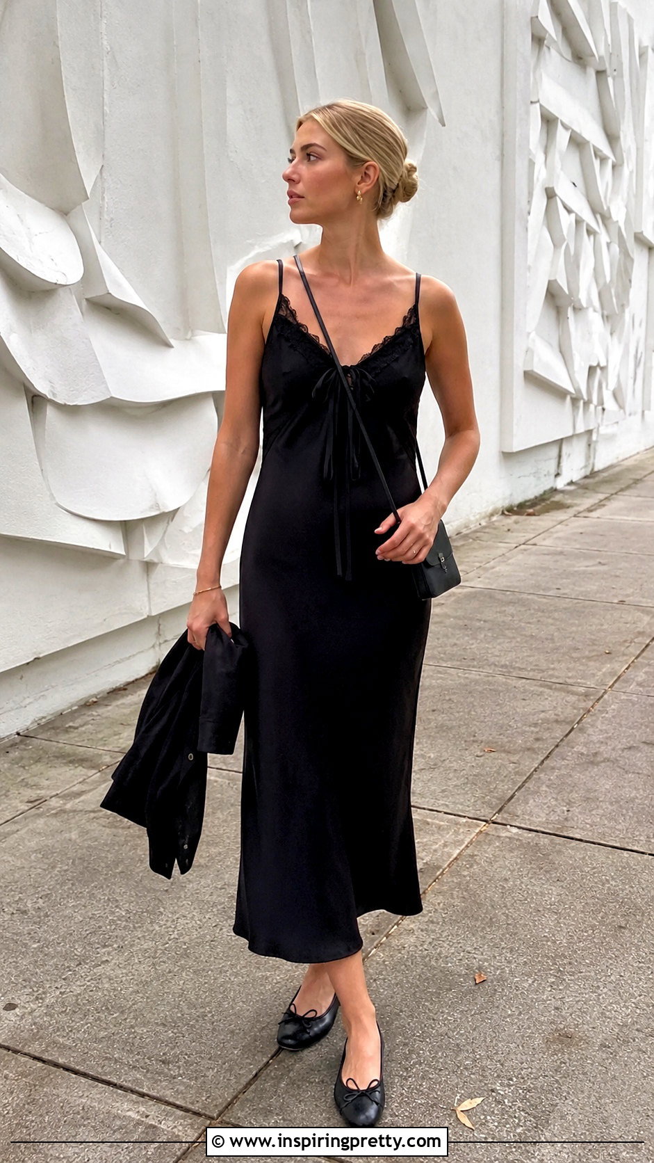 Zara Lace Trim Bow Top With Slip Dress - 20 zara lace trim bow top outfit ideas