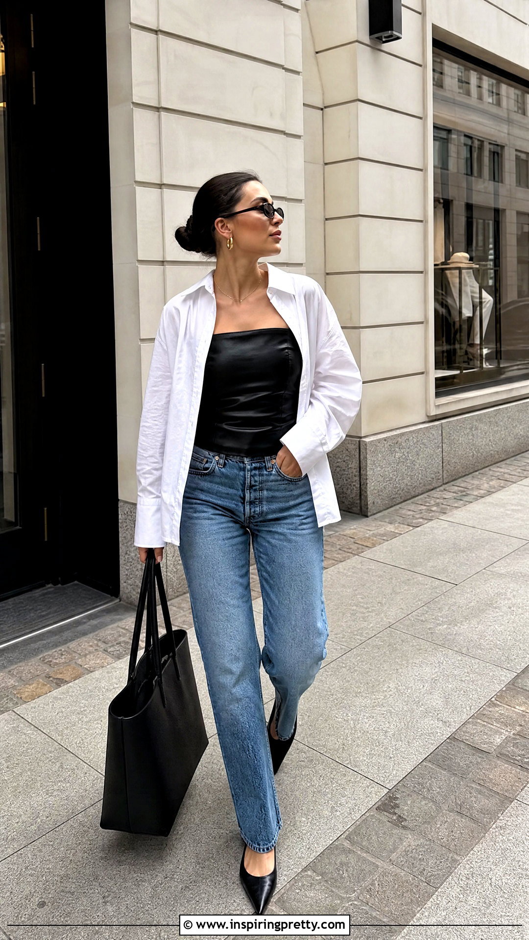 Zara Leather Tube Top With A White Button Down Shirt - 20 Leather Tube Top Zara outfit ideas