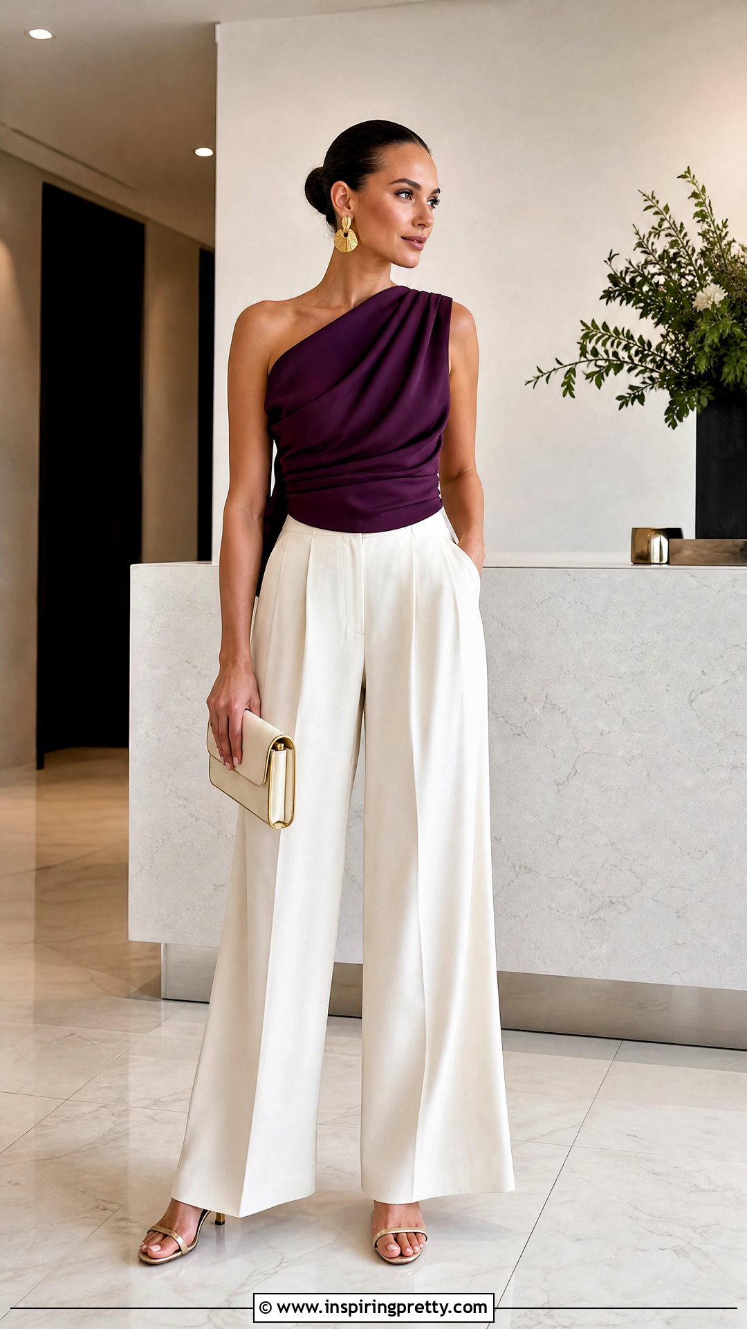 Zara One Shoulder Top With Wide Leg Pants - 50 zara tops outfit ideas
