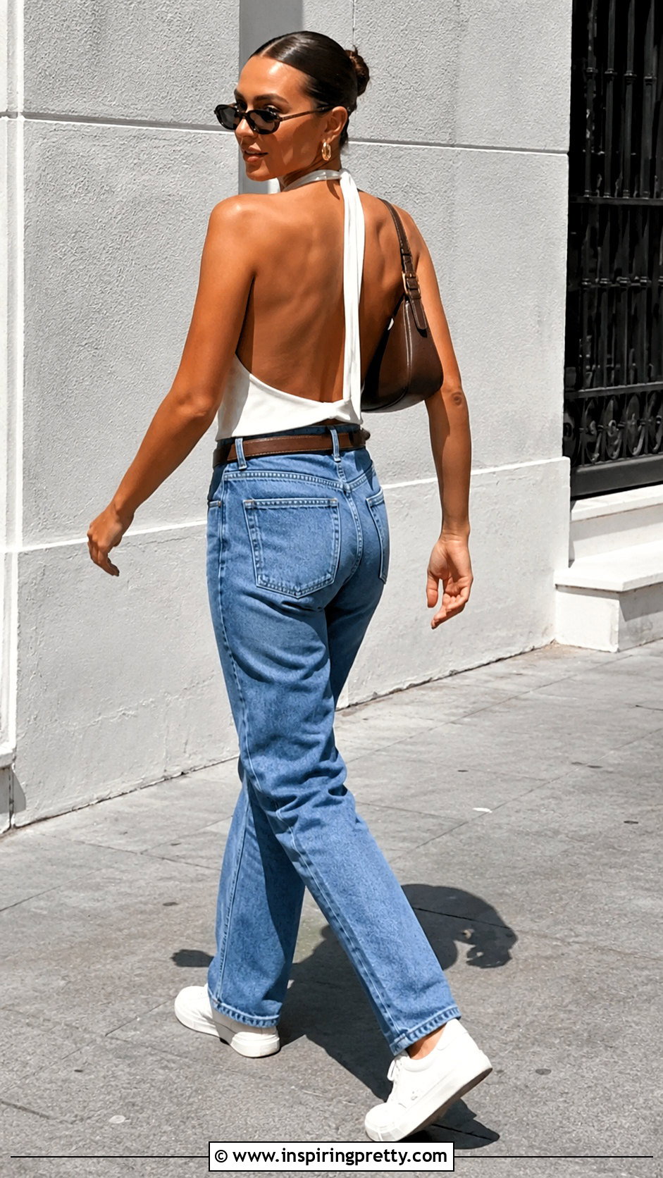Zara Open Back Halter Top With Straight Leg Jeans - 20 zara open back halter top outfit ideas
