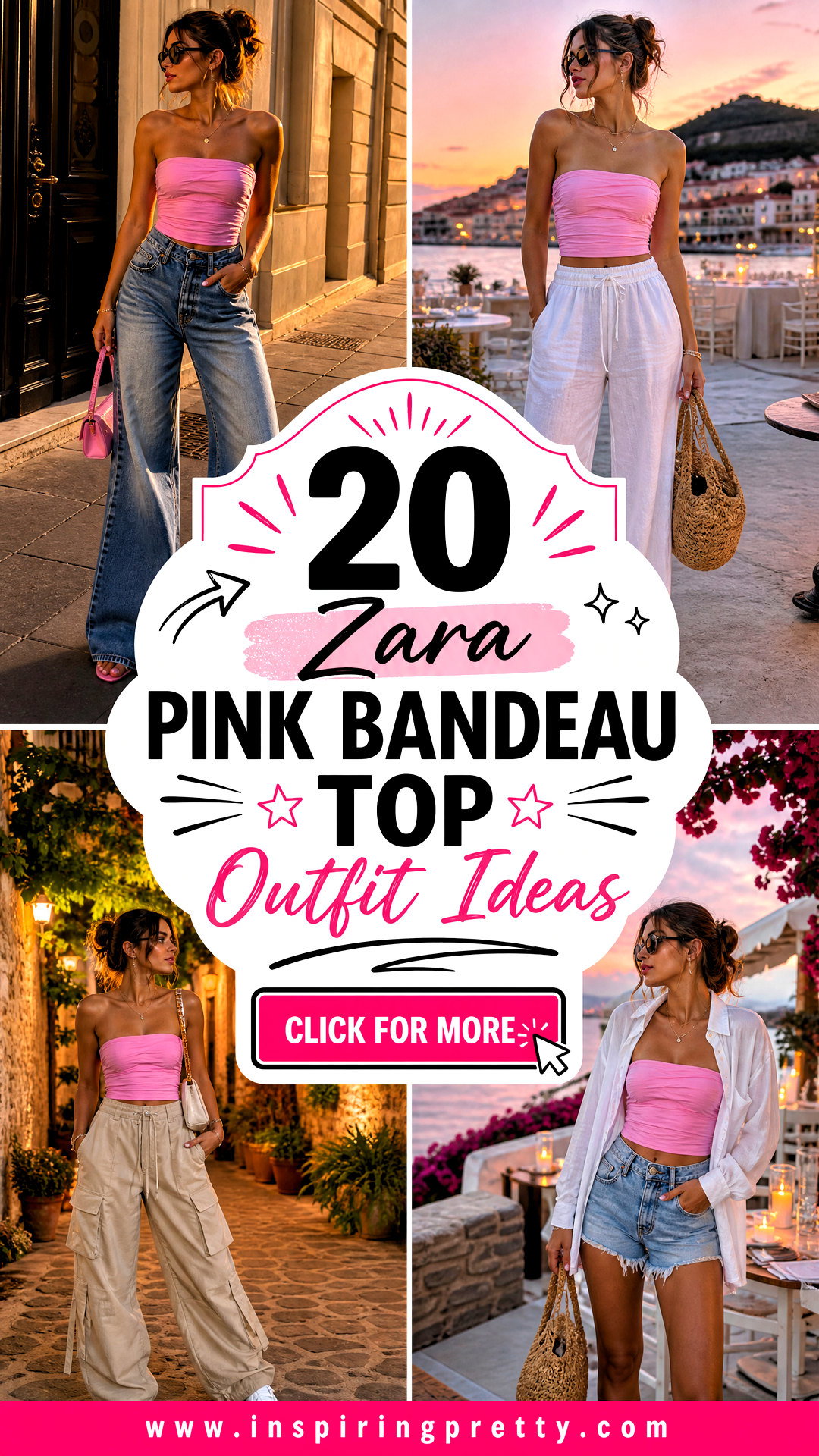 20 Zara Pink Bandeau Top Outfit Ideas for Summer Nights - 20 Zara Pink Bandeau Top Outfit Ideas for Summer Nights