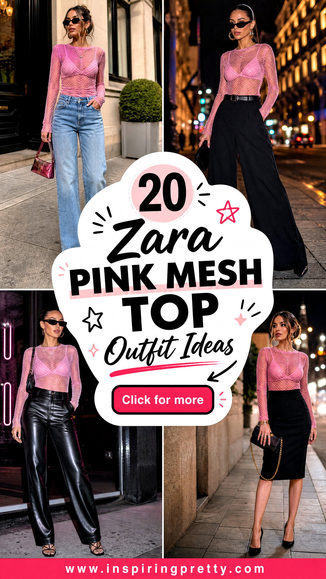 20 Zara Pink Mesh Top Outfit Ideas for Bold Night-Out Style - 20 Zara Pink Mesh Top Outfit Ideas for Bold Night-Out Style