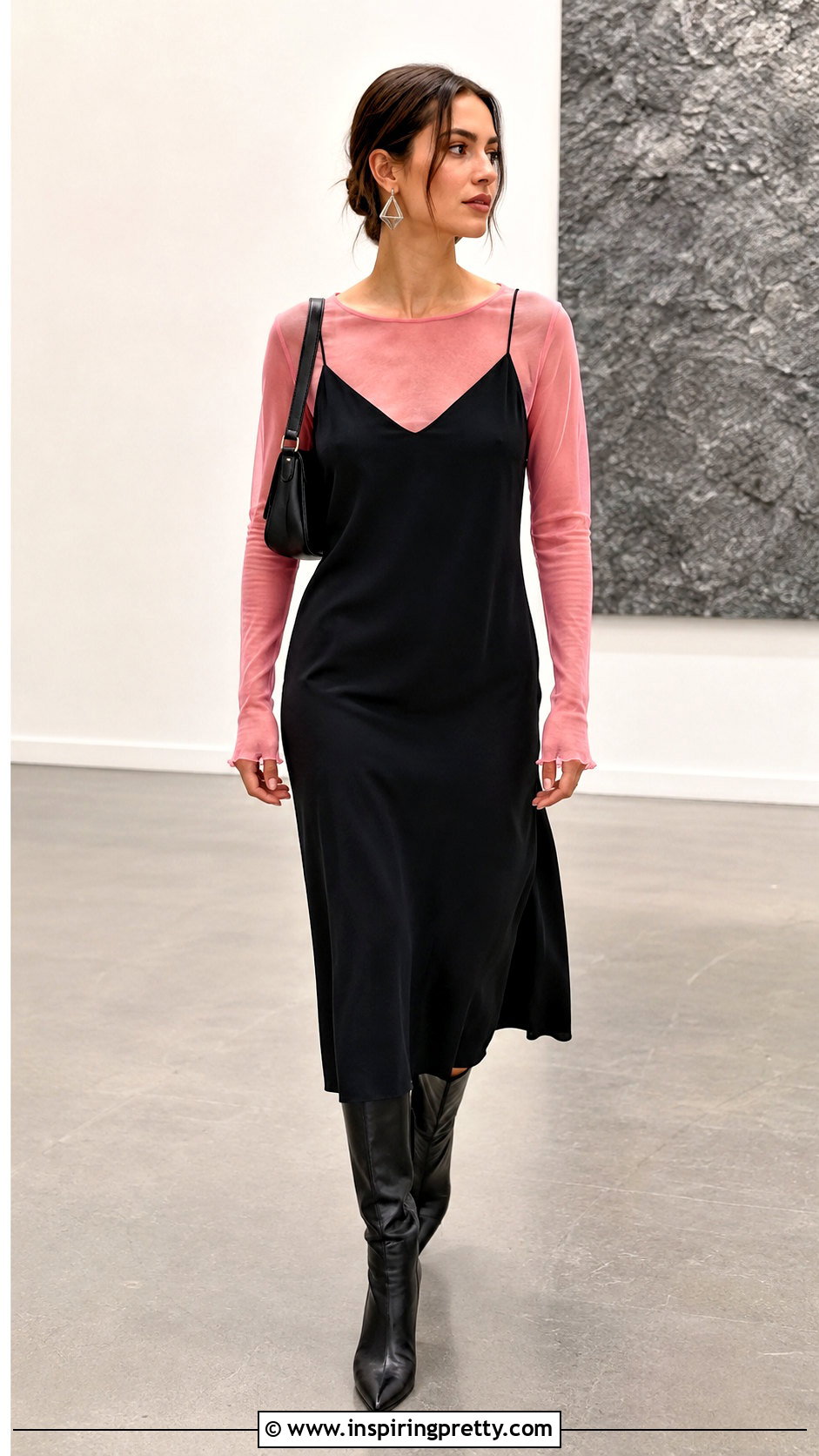 Zara Pink Mesh Top Under A Slip Dress - 20 Zara Pink Mesh Top outfit ideas