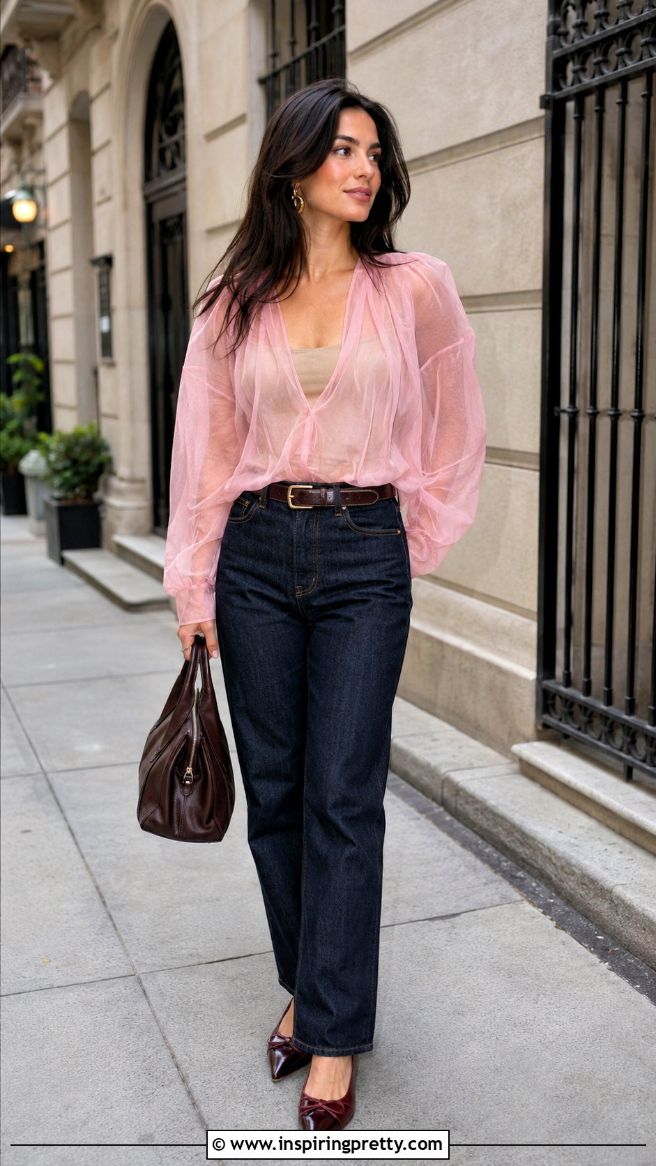 Zara Pink Organza Top With Dark Wash Jeans - 20 zara pink organza top outfit ideas