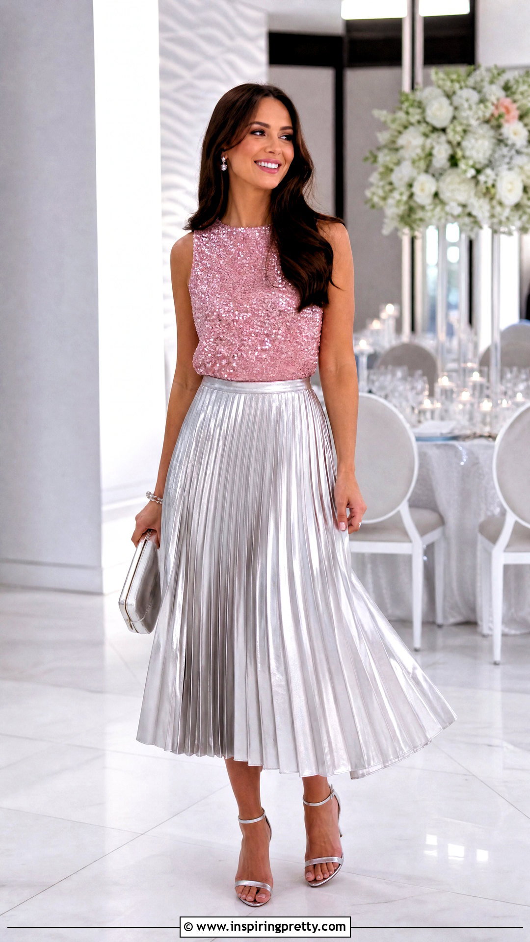 Zara Pink Sparkly Top With Silver Metallic Skirt - 25 zara pink sparkly top outfit ideas