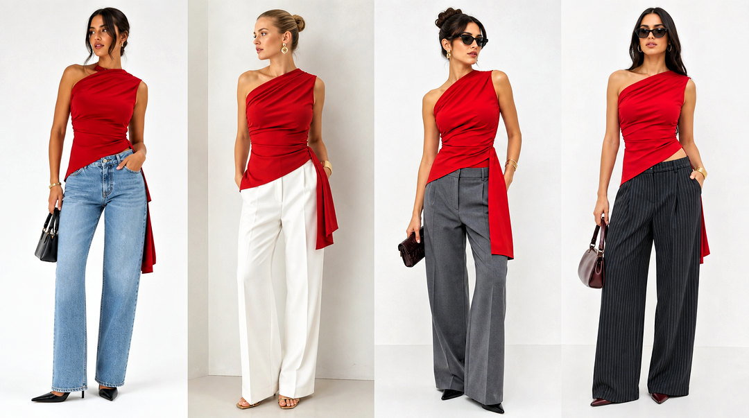 20 Zara Red Asymmetric Top Outfit Ideas for Statement Style