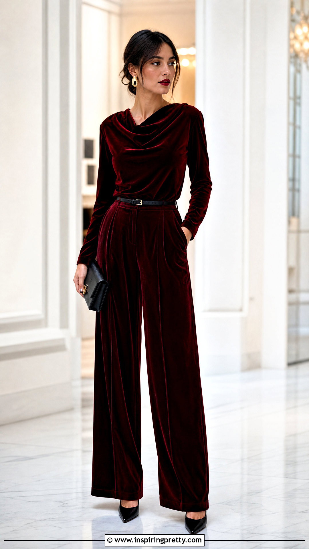 Zara Red Velvet Top With Burgundy Velvet Trousers - 20 zara red velvet top outfit ideas