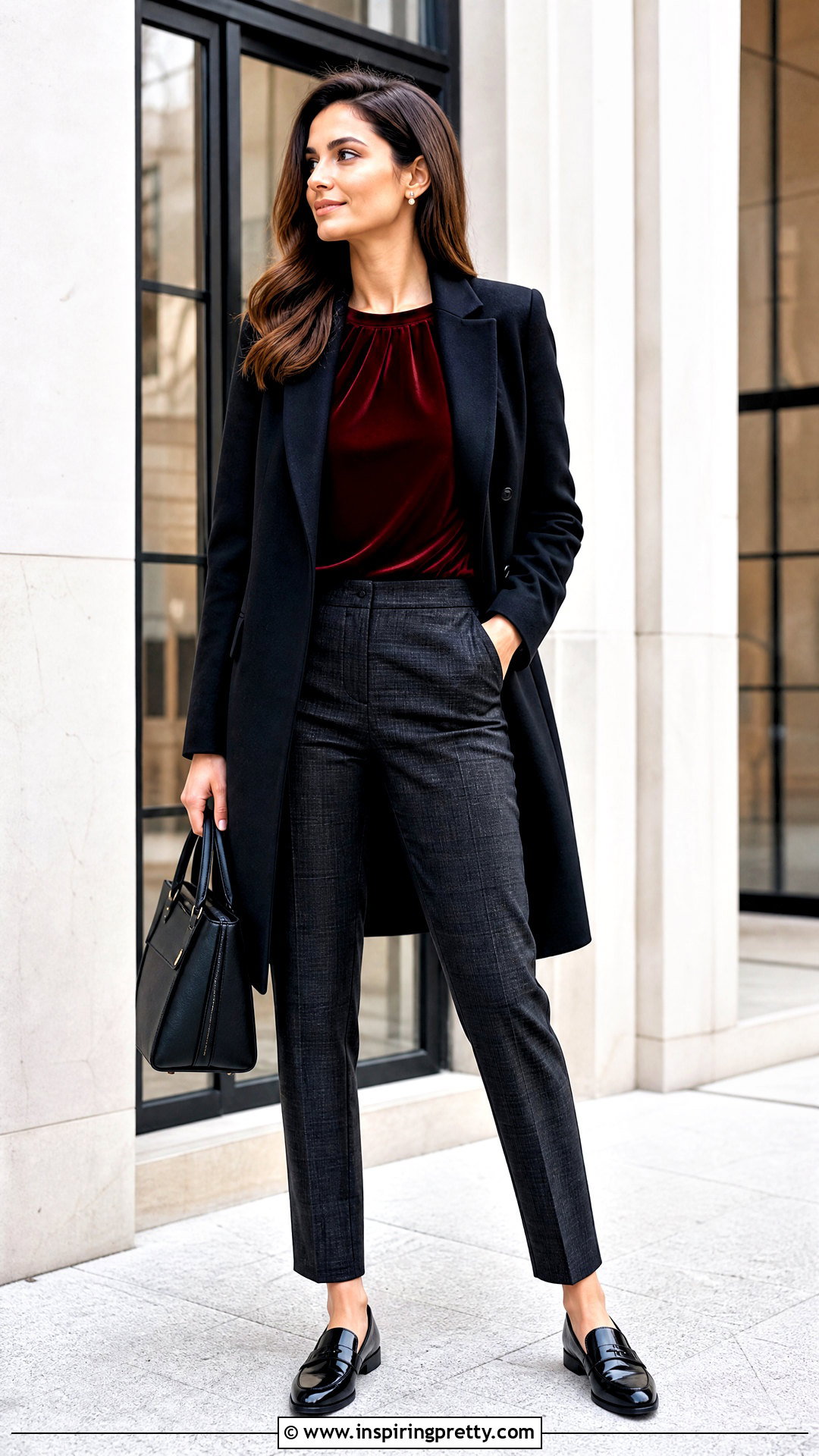 Zara Red Velvet Top With Plaid Trousers - 20 zara red velvet top outfit ideas