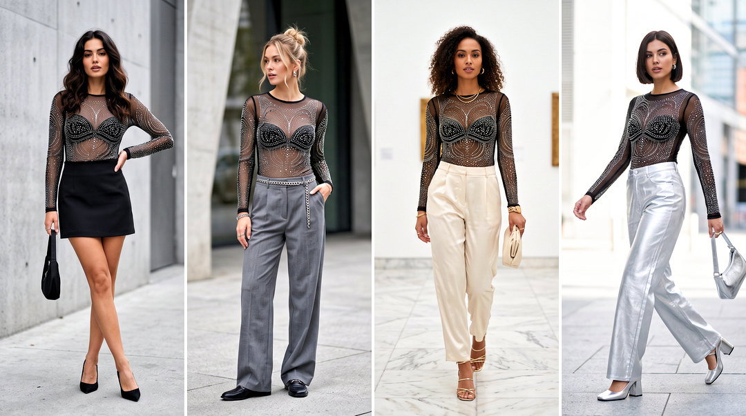 20 Zara Rhinestone Tulle Top Outfit Ideas for Party Glamour