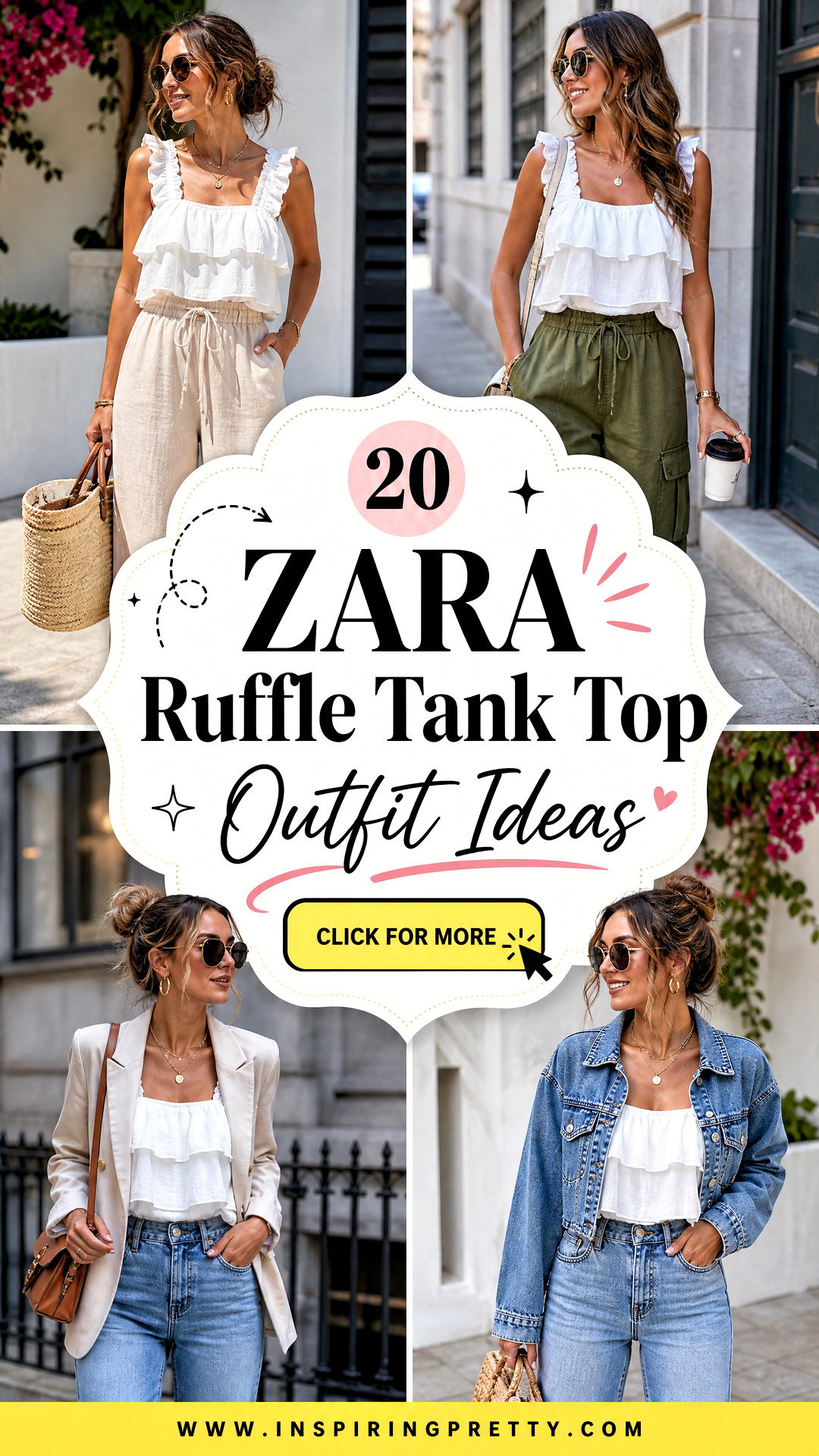 20 Zara Ruffle Tank Top Outfit Ideas for Feminine Style - 20 Zara Ruffle Tank Top Outfit Ideas for Feminine Style