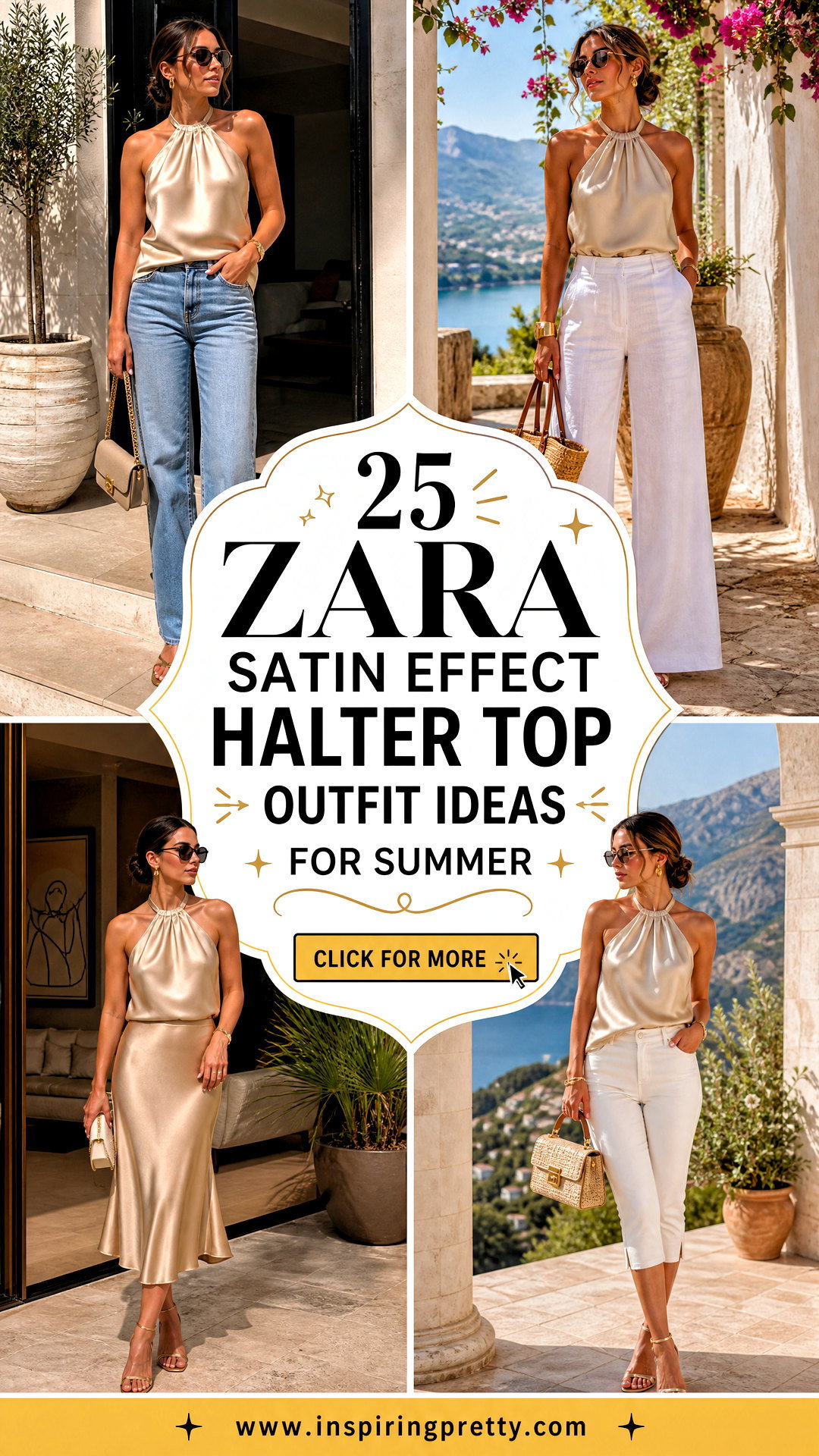 25 Zara Satin Effect Halter Top Outfit Ideas for Summer - 25 Zara Satin Effect Halter Top Outfit Ideas for Summer
