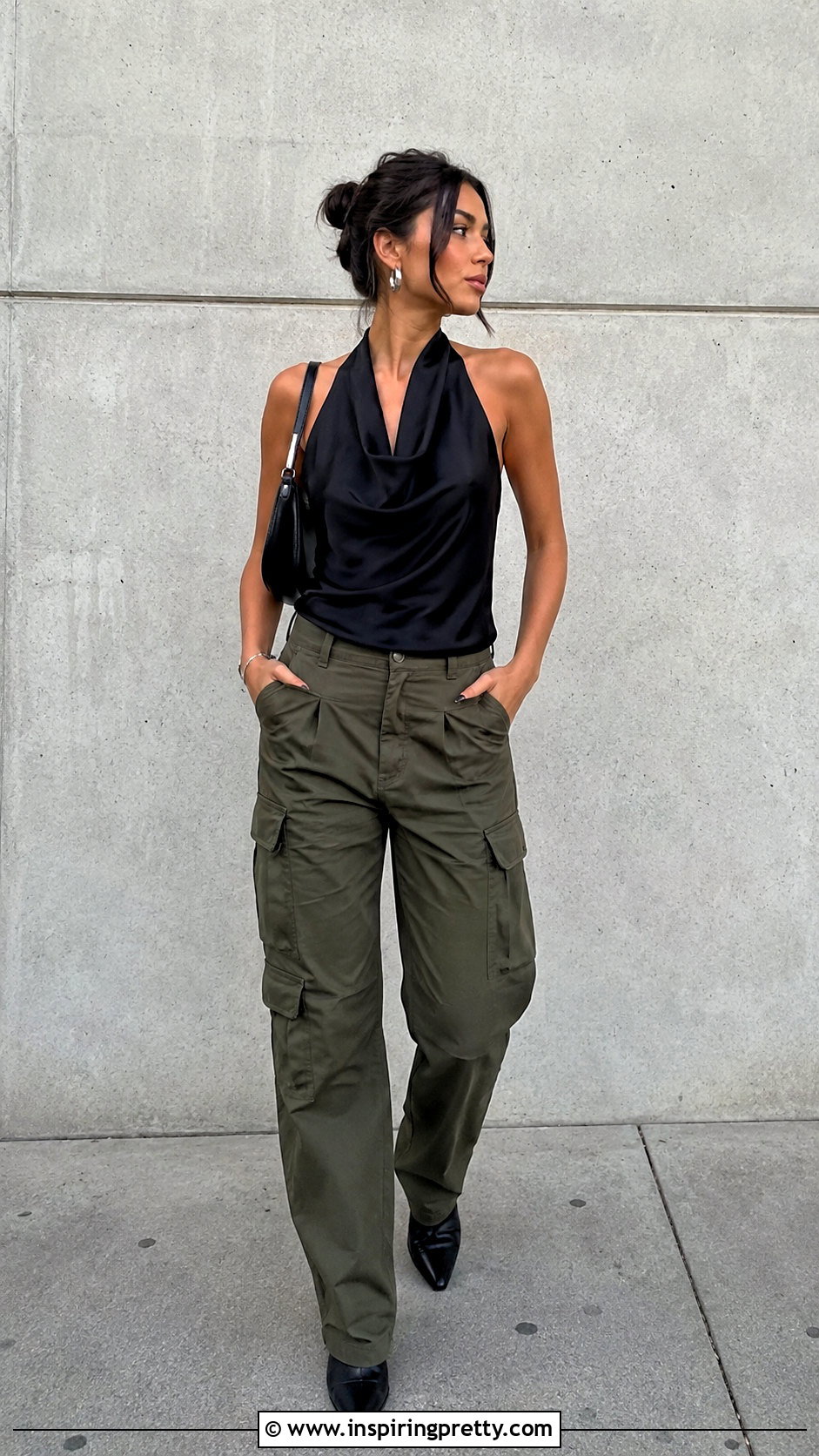 Zara Satin Effect Halter Top With Cargo Pants - 25 zara satin effect halter top outfit ideas