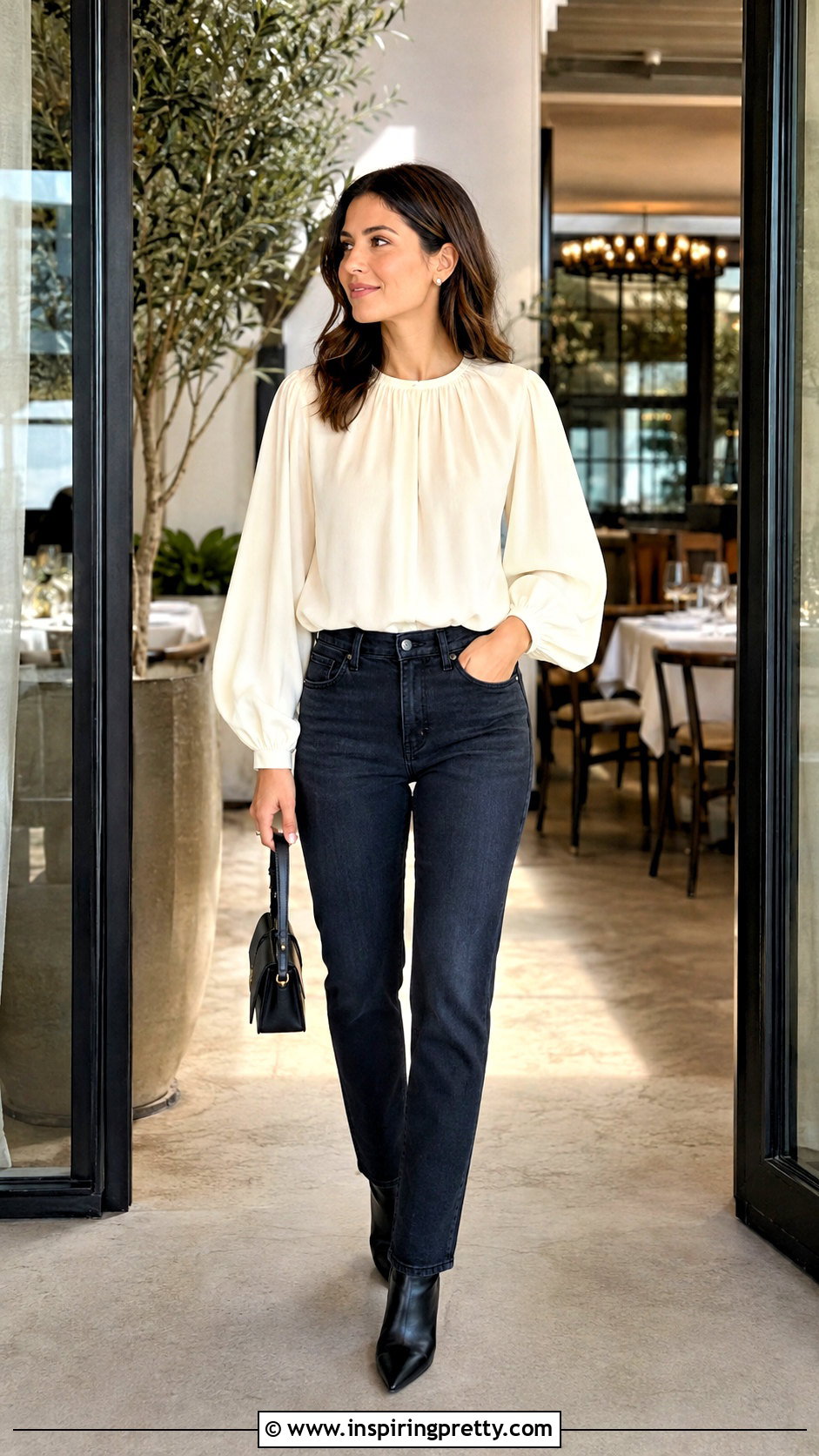 Zara Statement Sleeve Top With Slim Jeans - 50 zara top outfit ideas