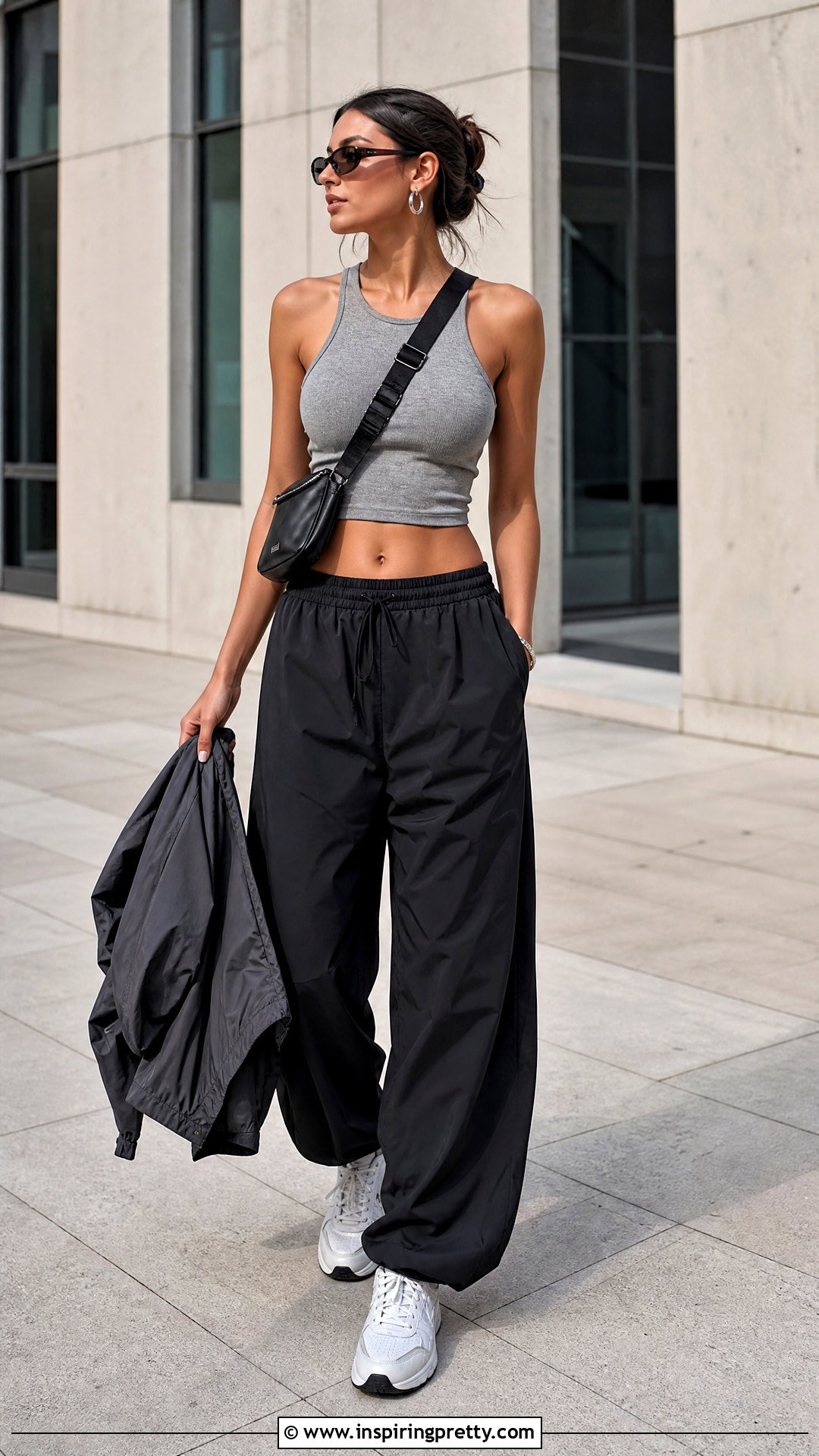 Zara Tank Top With Parachute Pants And Sneakers - 20 zara tank top women outfit ideas