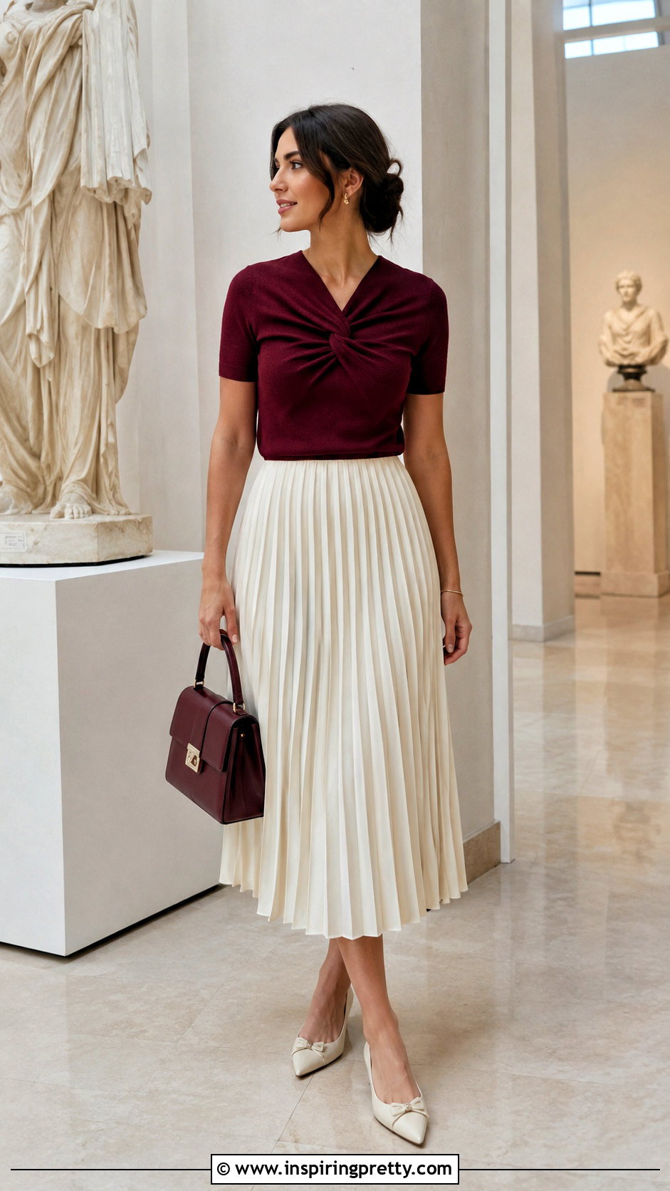 Zara Twist Knit Top With Pleated Midi Skirt - 20 zara twist knit top outfit ideas