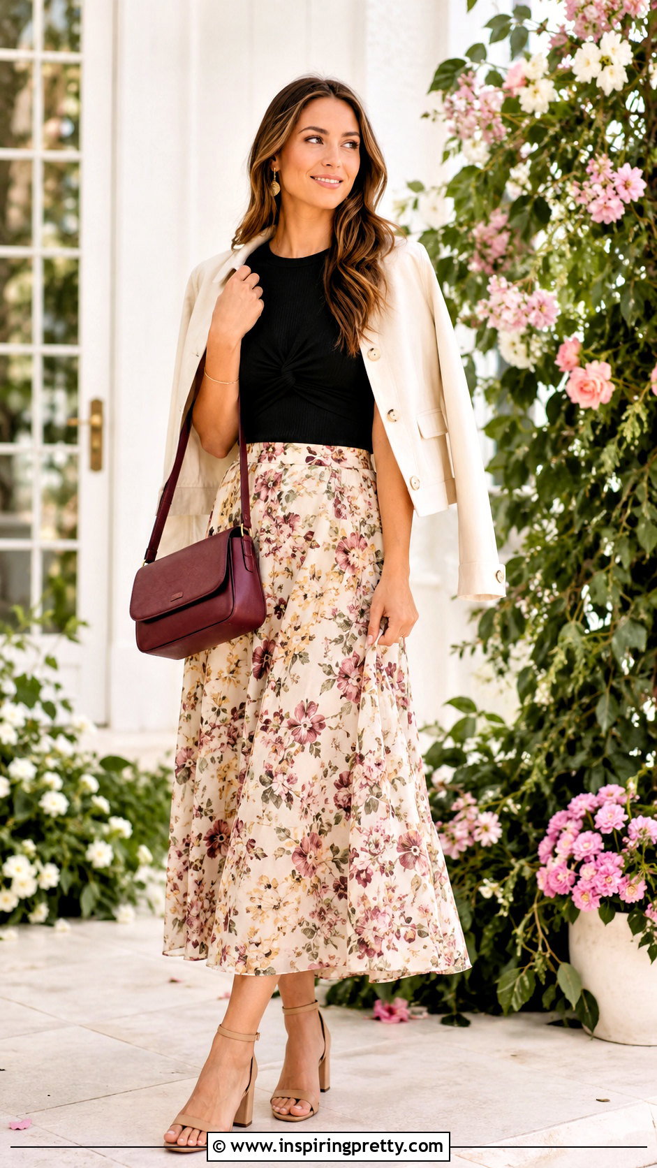 Zara Twist Knit Top With Printed Midi Skirt - 20 zara twist knit top outfit ideas