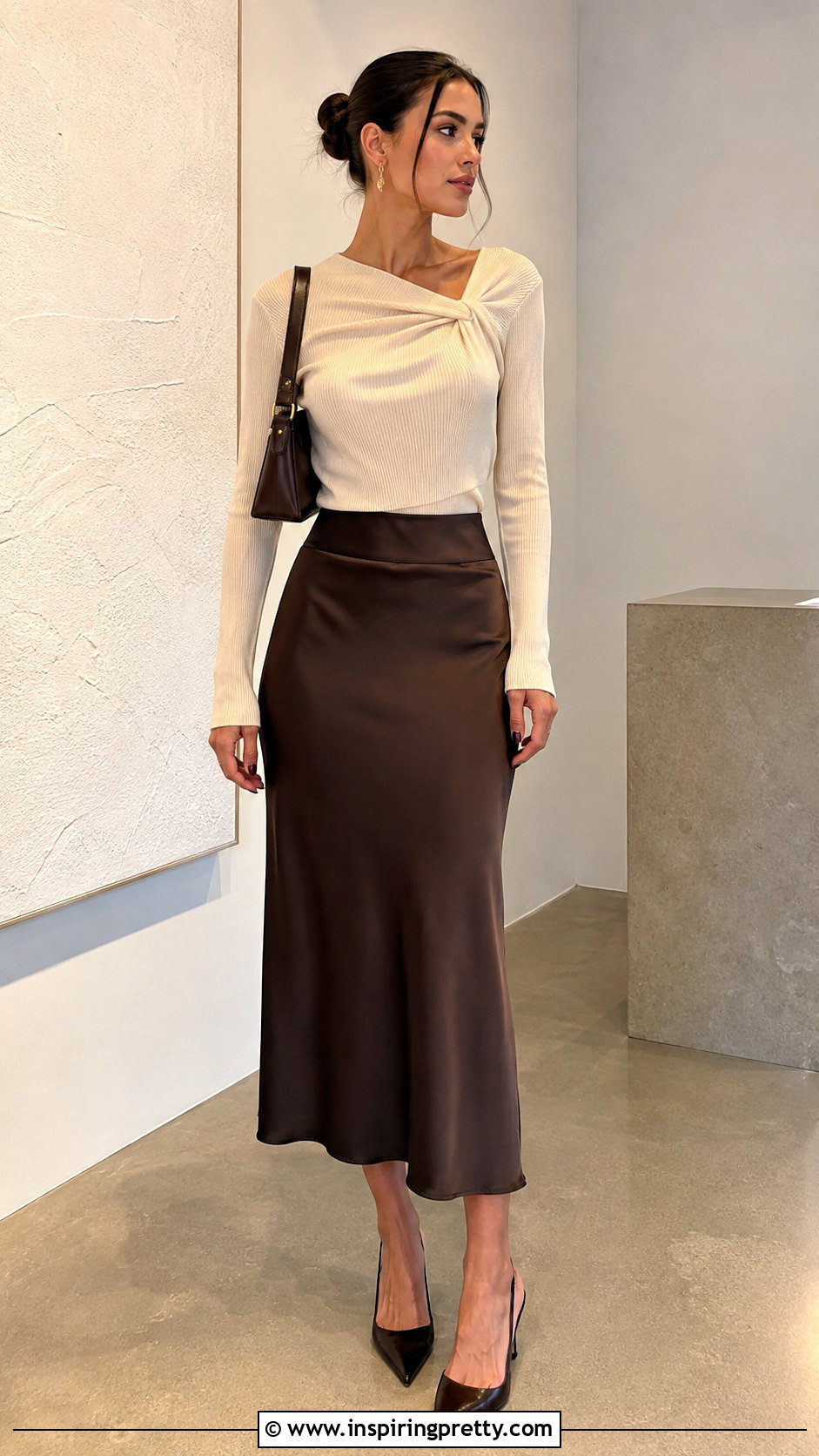 Zara Twist Knit Top With Satin Midi Skirt - 20 zara twist knit top outfit ideas
