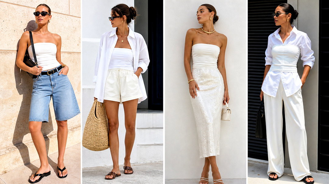 25 Zara White Bandeau Top Outfit Ideas for Chic Beach Days