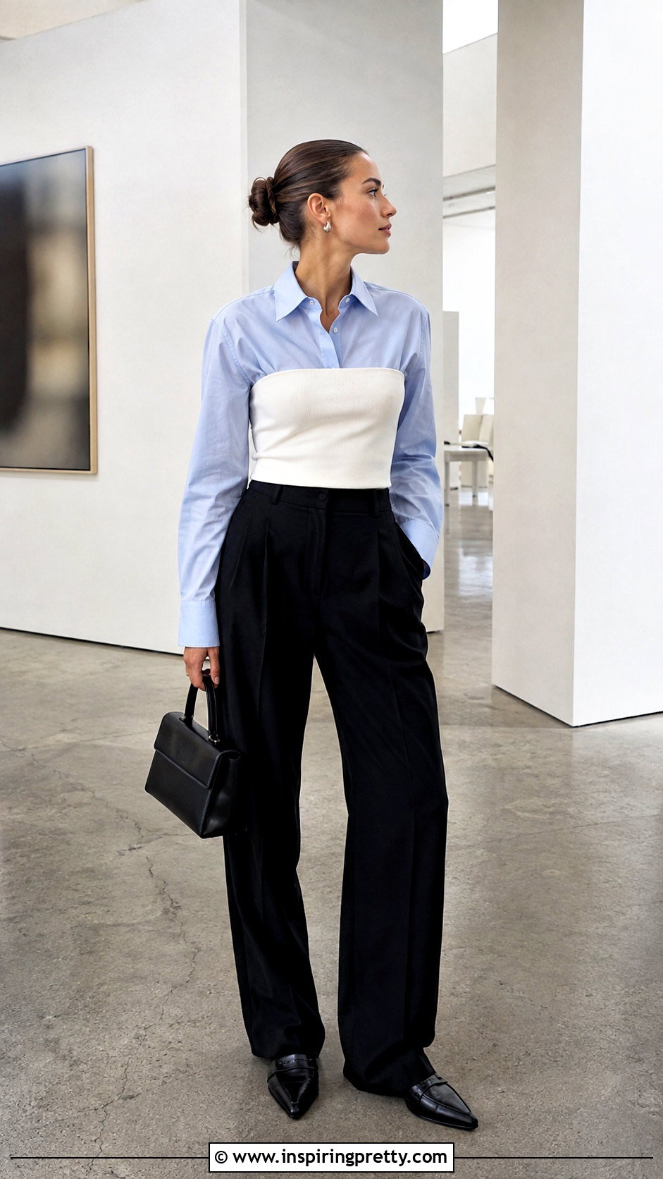 Zara White Bandeau Top Over A Button Down Shirt - 25 zara white bandeau top outfit ideas