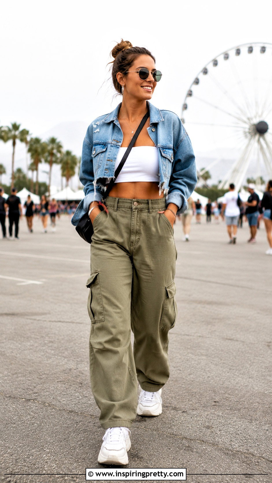 Zara White Bandeau Top With Olive Cargo Pants - 25 zara white bandeau top outfit ideas