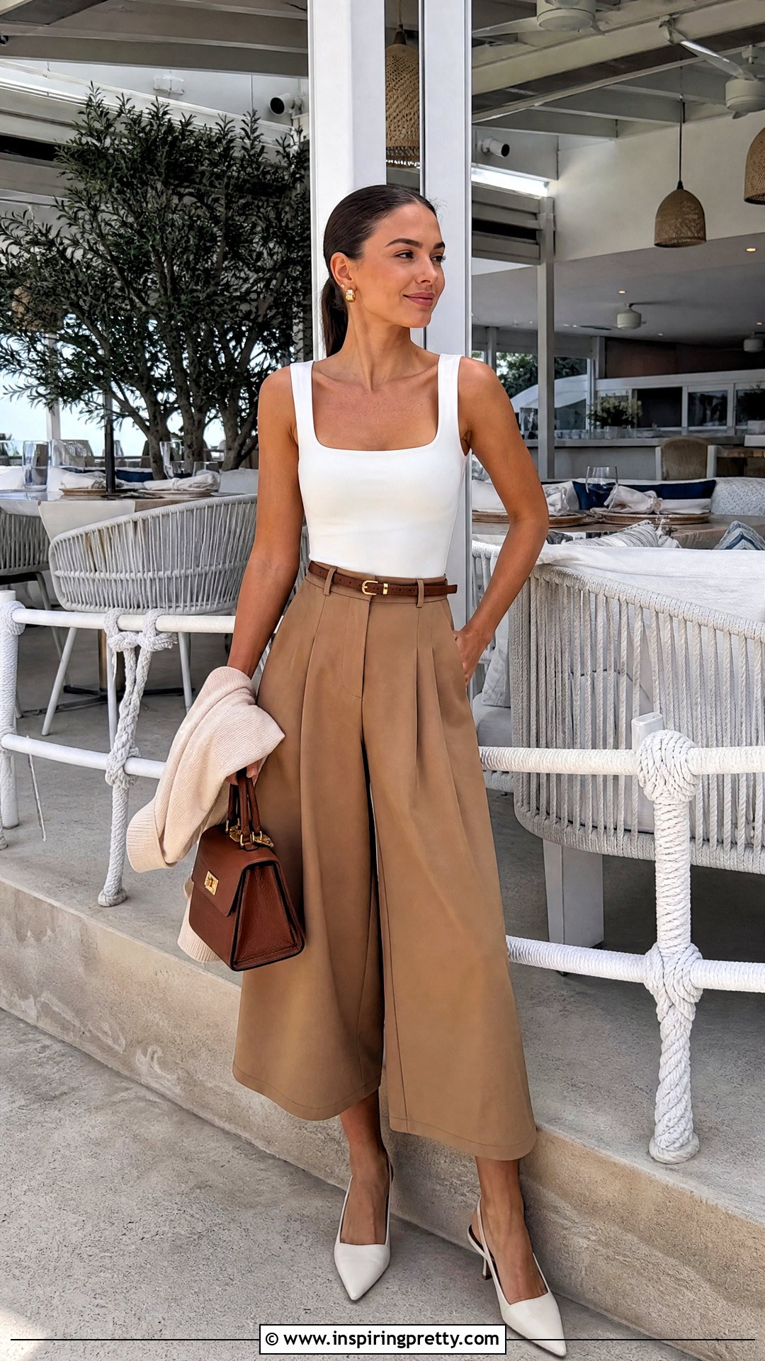 Zara White Square Neck Top With Culottes And Mules - 20 Zara White Square Neck Top outfit ideas