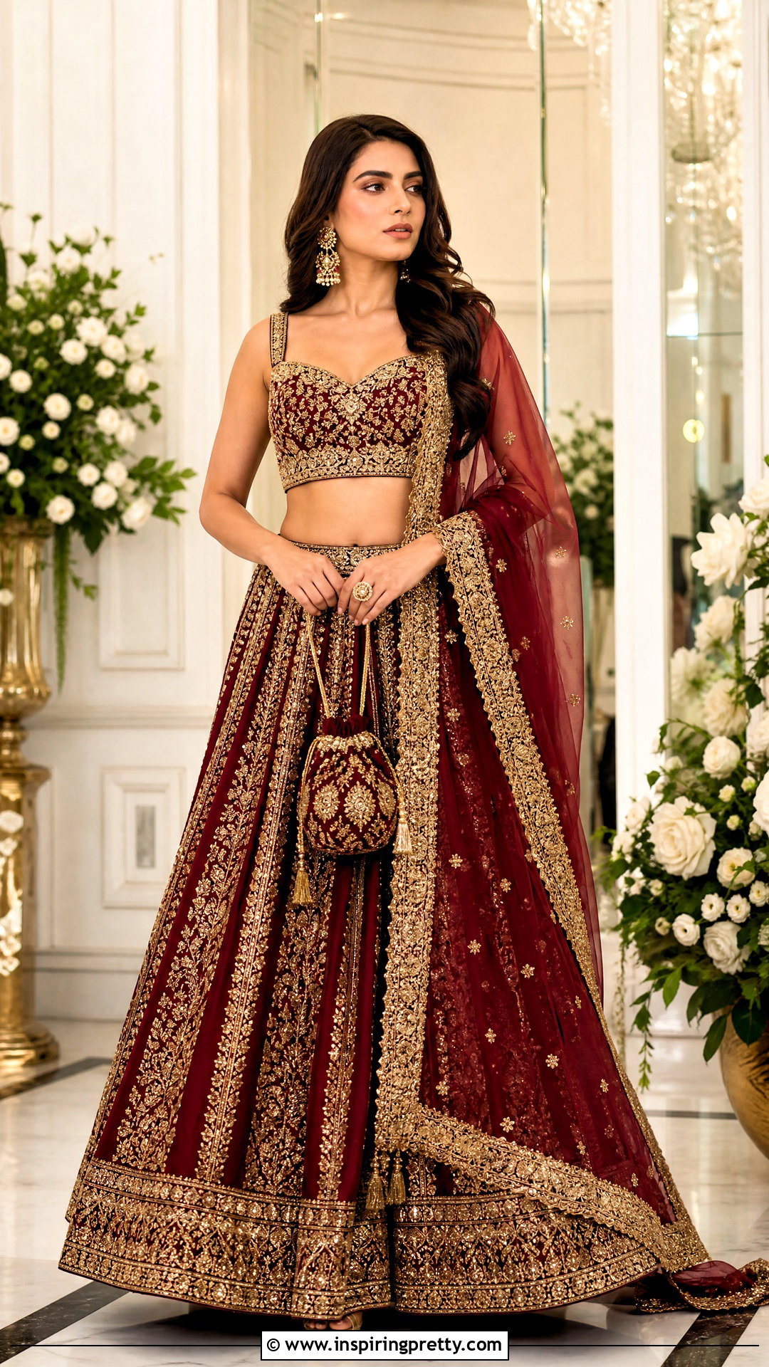 Zardozi Crop Top Lehenga - 50 crop top lehenga outfit ideas