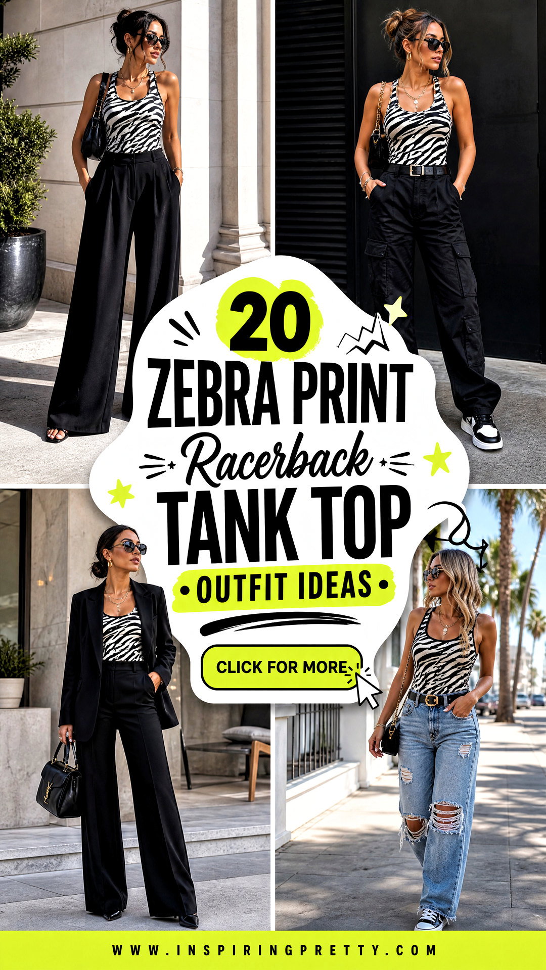 20 Zebra Print Racerback Tank Top Outfit Ideas for Summer - 20 Zebra Print Racerback Tank Top Outfit Ideas for Summer