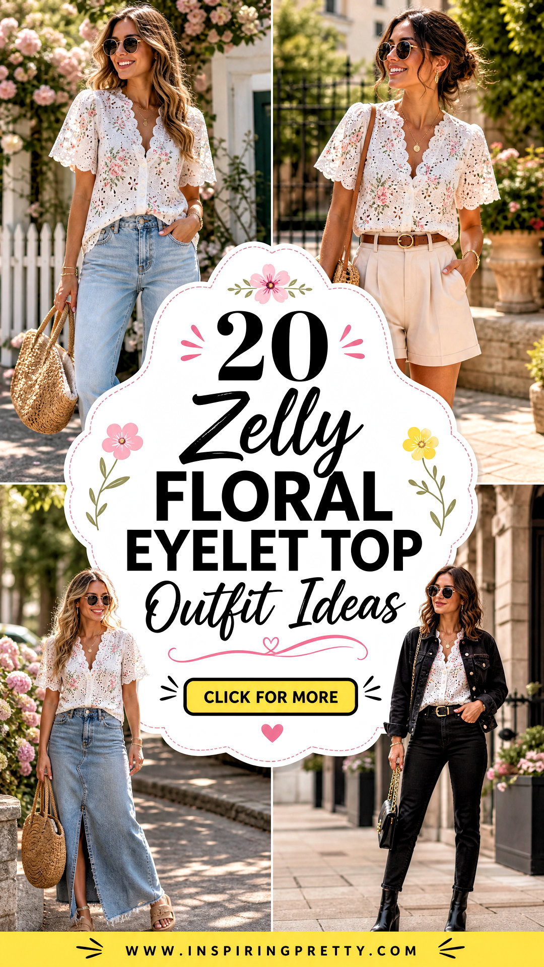 20 Zelly Floral Eyelet Top Outfit Ideas for Spring Style - 20 Zelly Floral Eyelet Top Outfit Ideas for Spring Style