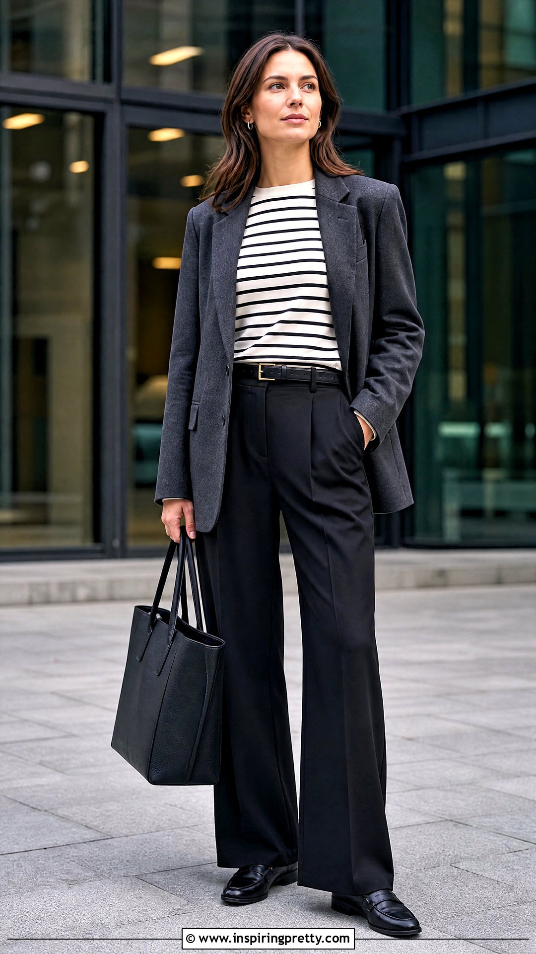 Zelly Long Stripe Top With Wide Leg Trousers - 20 Zelly Long Stripe Top outfit ideas