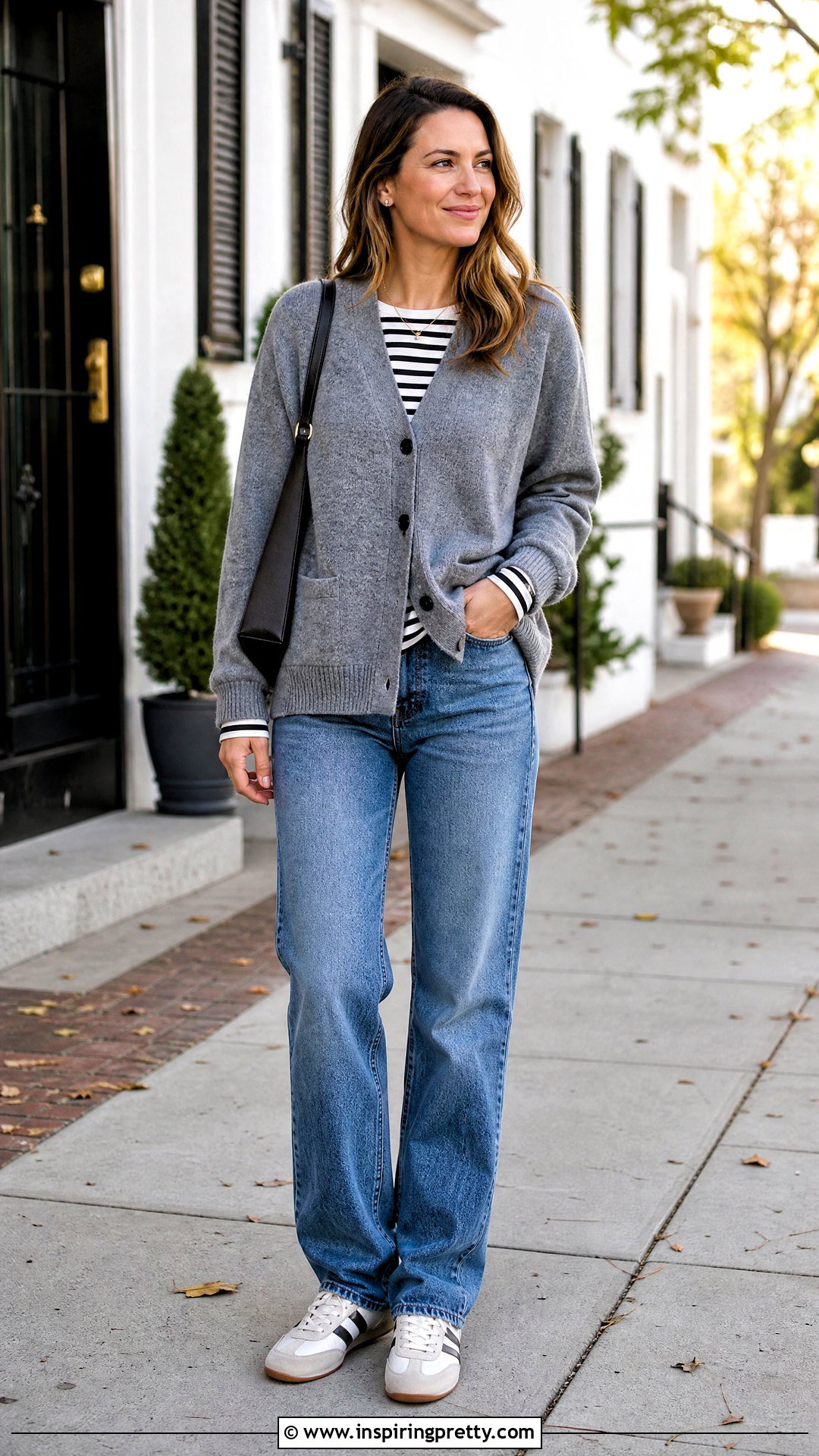 Zelly Long Stripe Top With a Cardigan - 20 Zelly Long Stripe Top outfit ideas