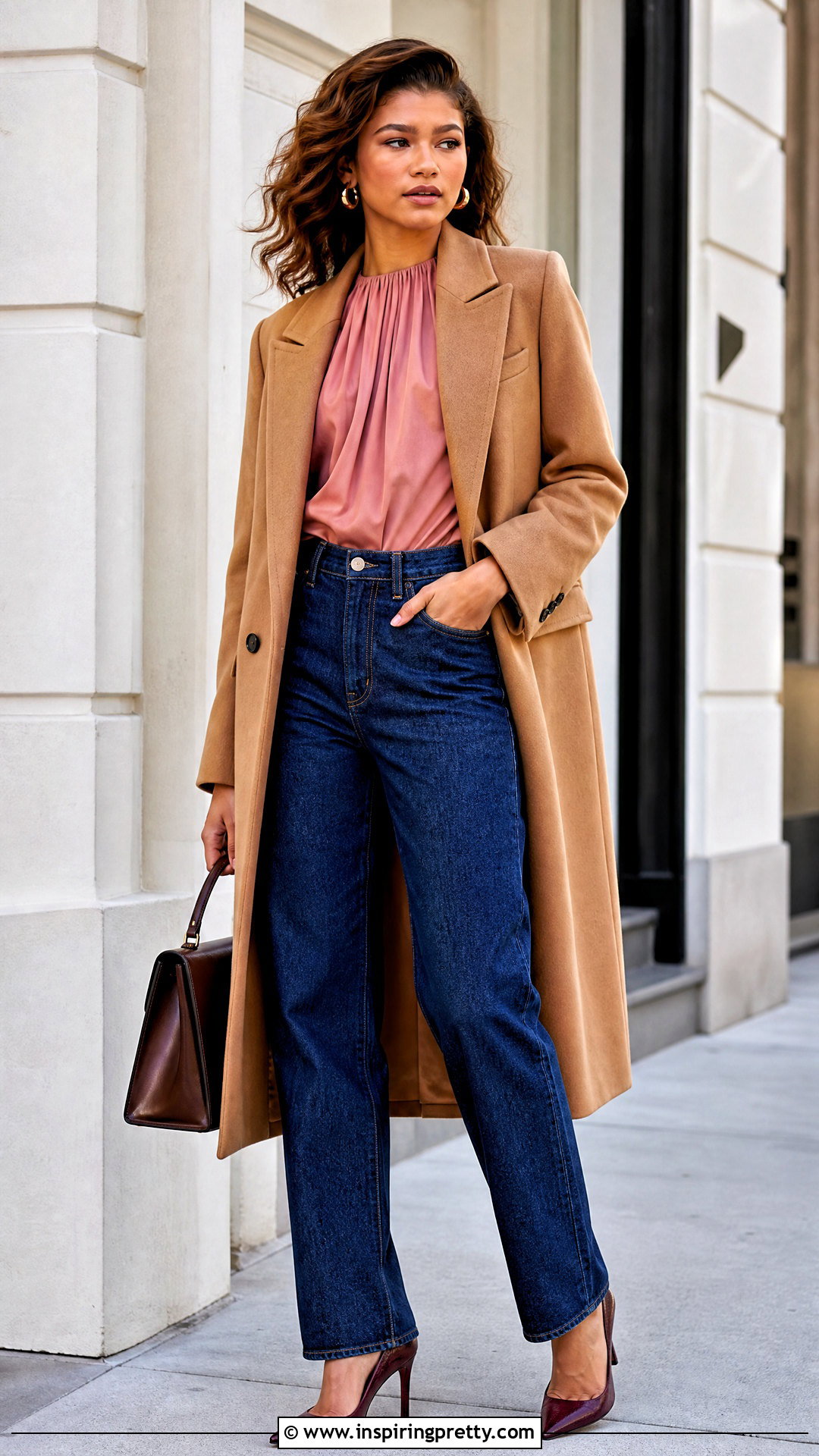 Zendaya Rose Pink Blouse And Straight Leg Jeans - 25 zendaya pink top outfit ideas