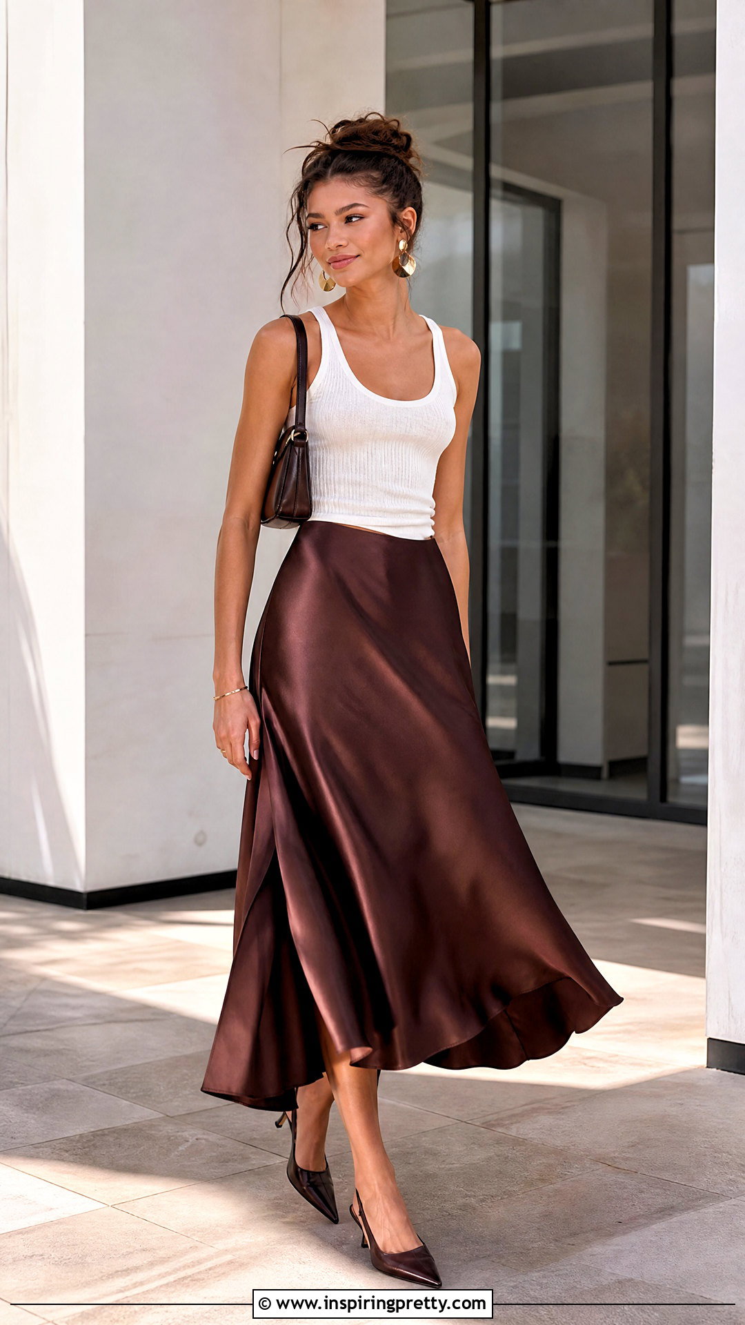 Zendaya White Tank Top With Satin Midi Skirt - 25 zendaya white tank top outfit ideas