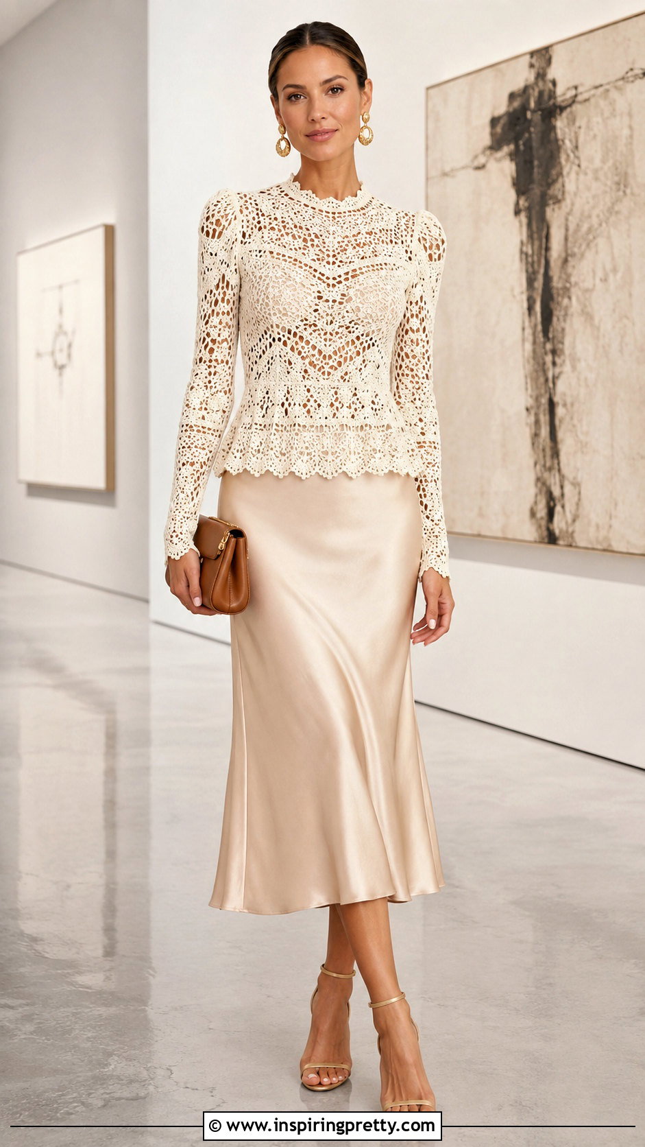 Zimmermann Crochet Top With Satin Midi Skirt - 20 zimmermann crochet top outfit ideas