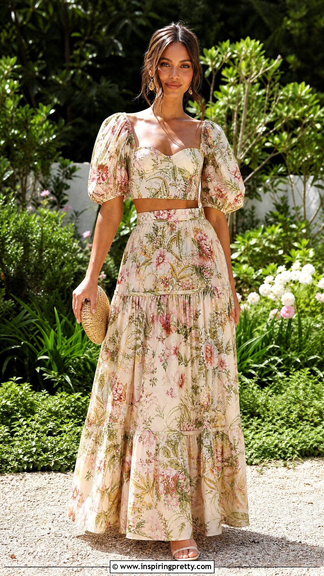 Zimmermann Floral Crop Top With Matching Maxi Skirt - 20 zimmermann crop top outfit ideas