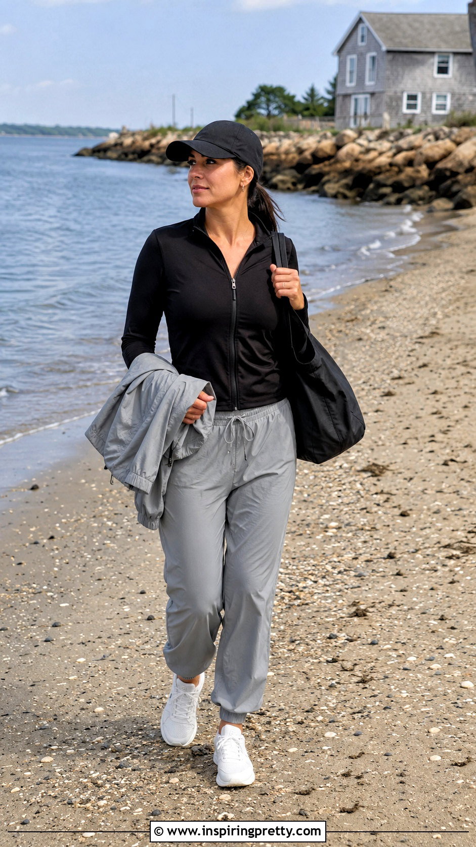 Zip Up Swimsuit Top And Lightweight Joggers Outfit - 20 zip up swimsuit top outfit ideas