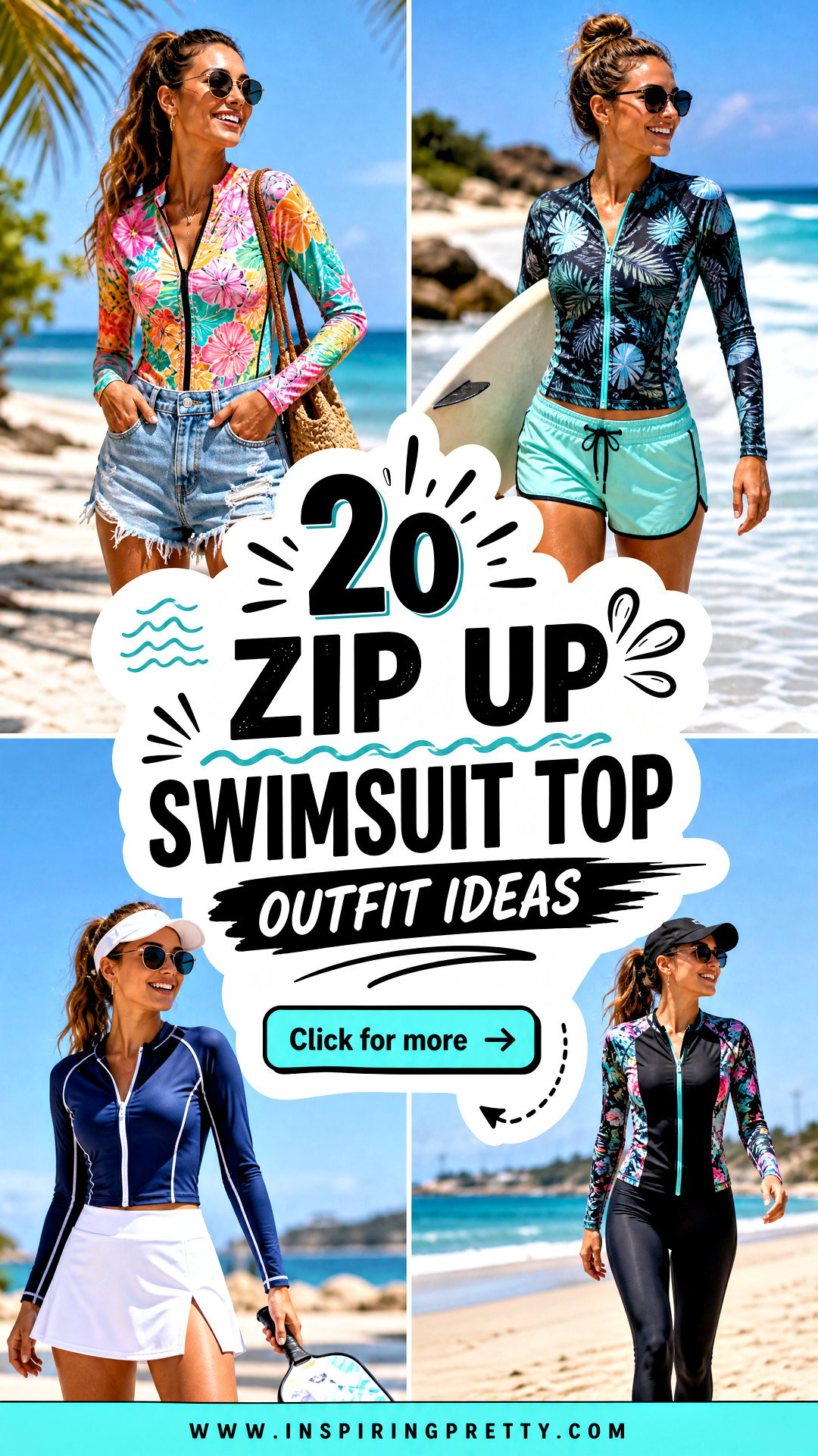 20 Zip Up Swimsuit Top Outfit Ideas for Sporty Beach Days - 20 Zip Up Swimsuit Top Outfit Ideas for Sporty Beach Days